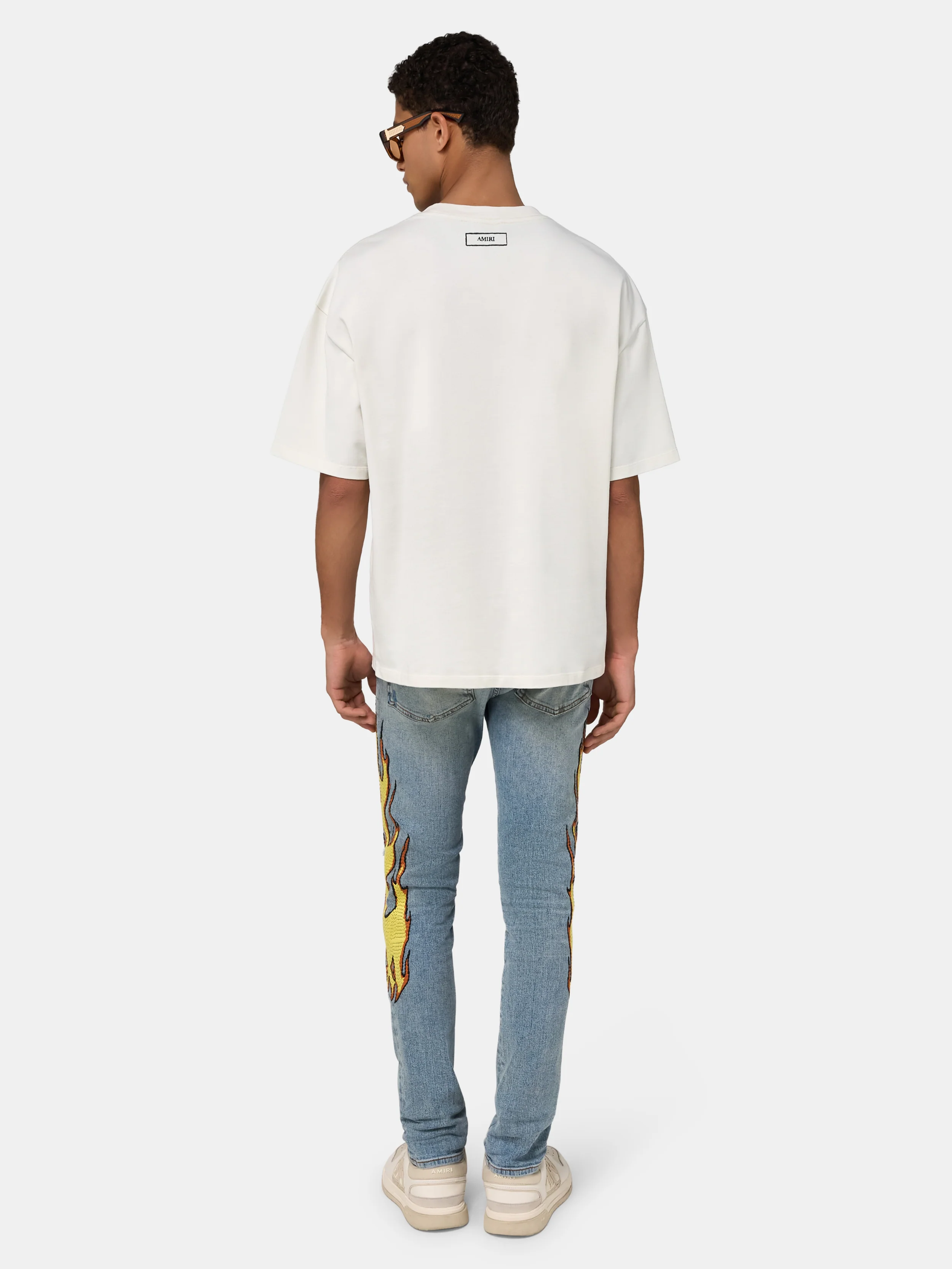 FLAMES EMB SKINNY JEAN - Ash Indigo