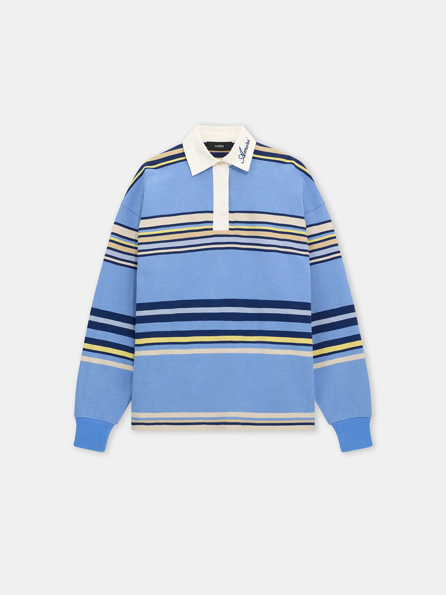 STRIPED OVERSIZED LONG SLEEVE POLO - Blue