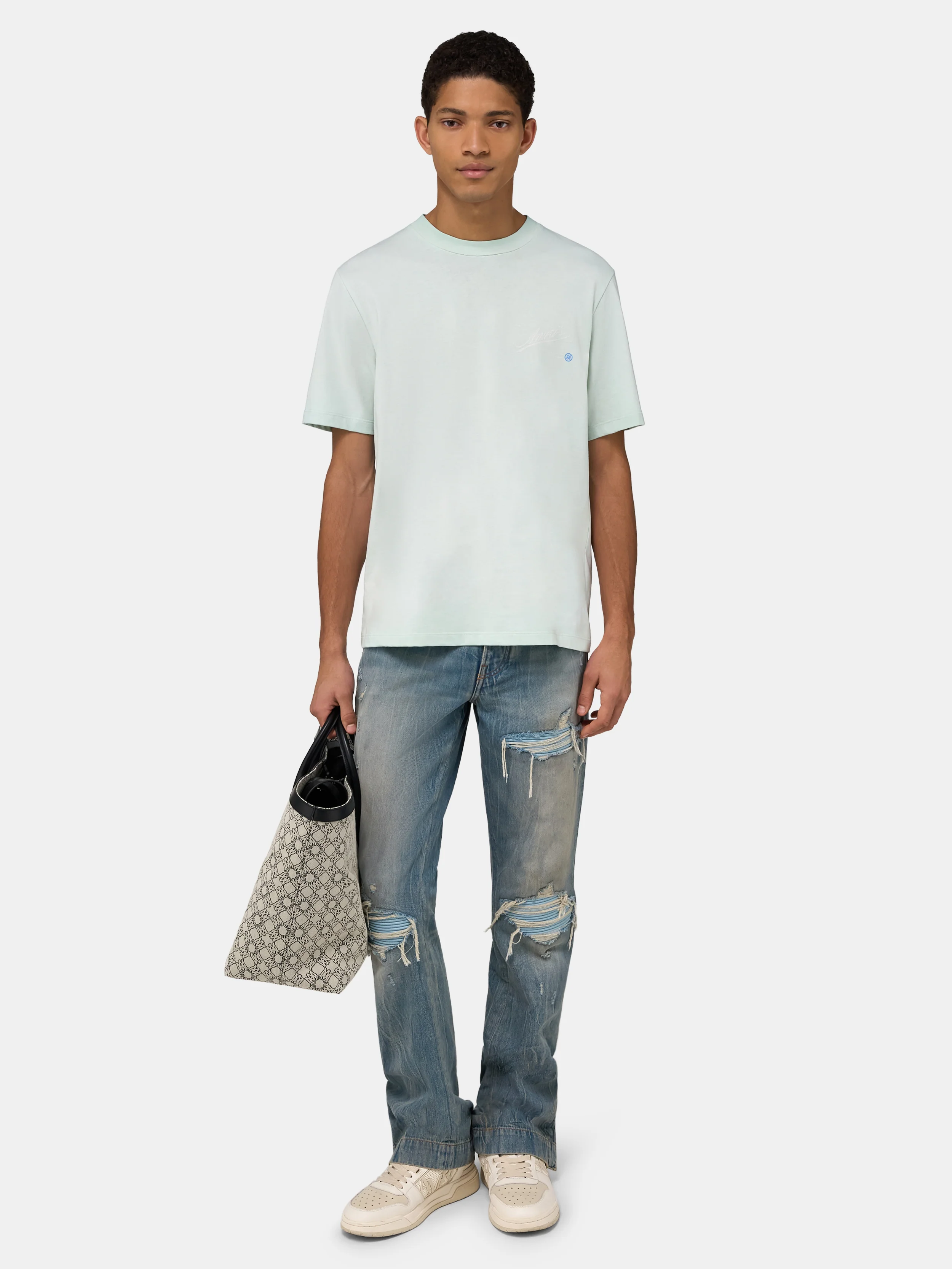 AMIRI QUALITY GOODS LABEL TEE - Powder Teal