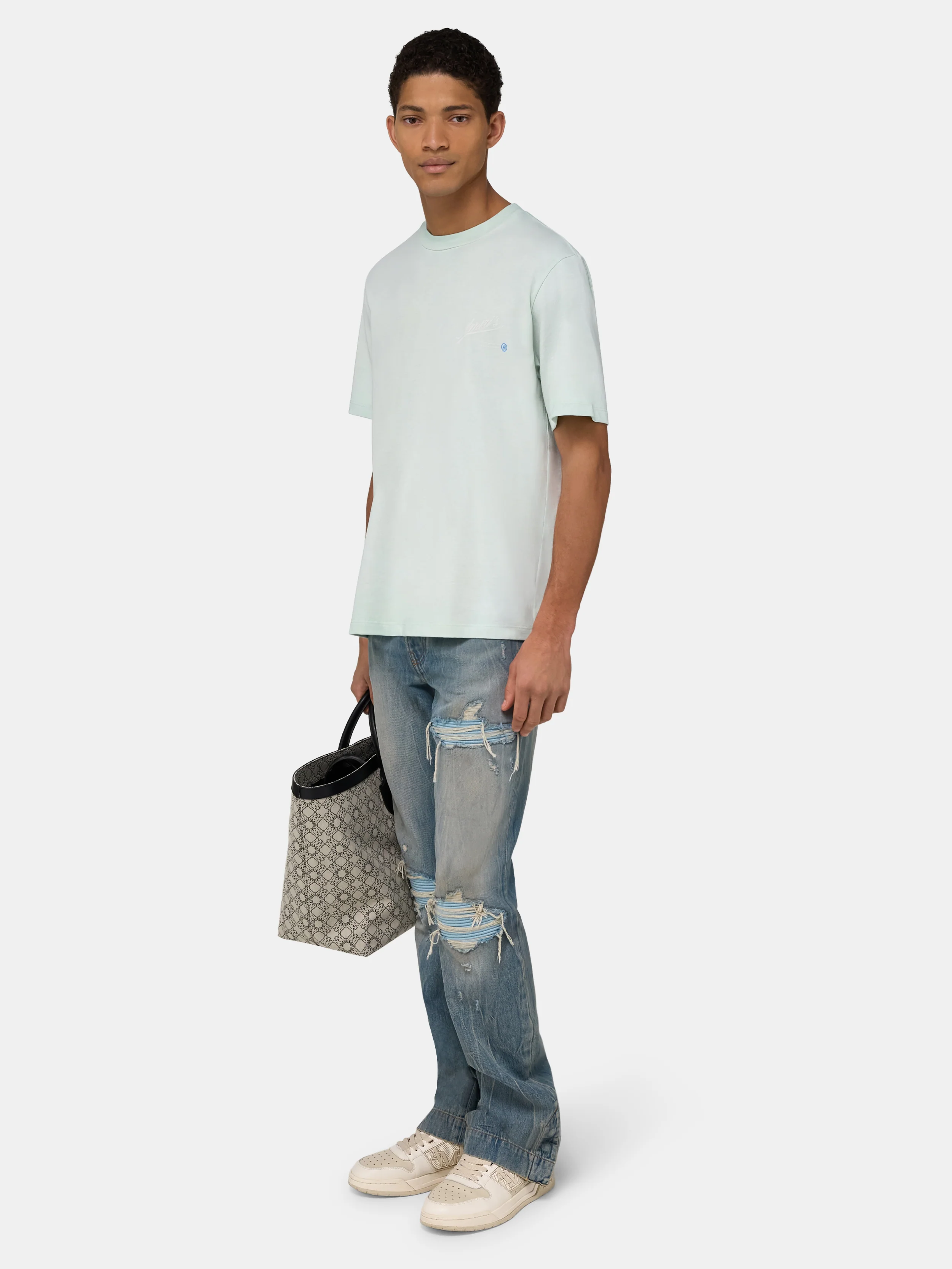 AMIRI QUALITY GOODS LABEL TEE - Powder Teal