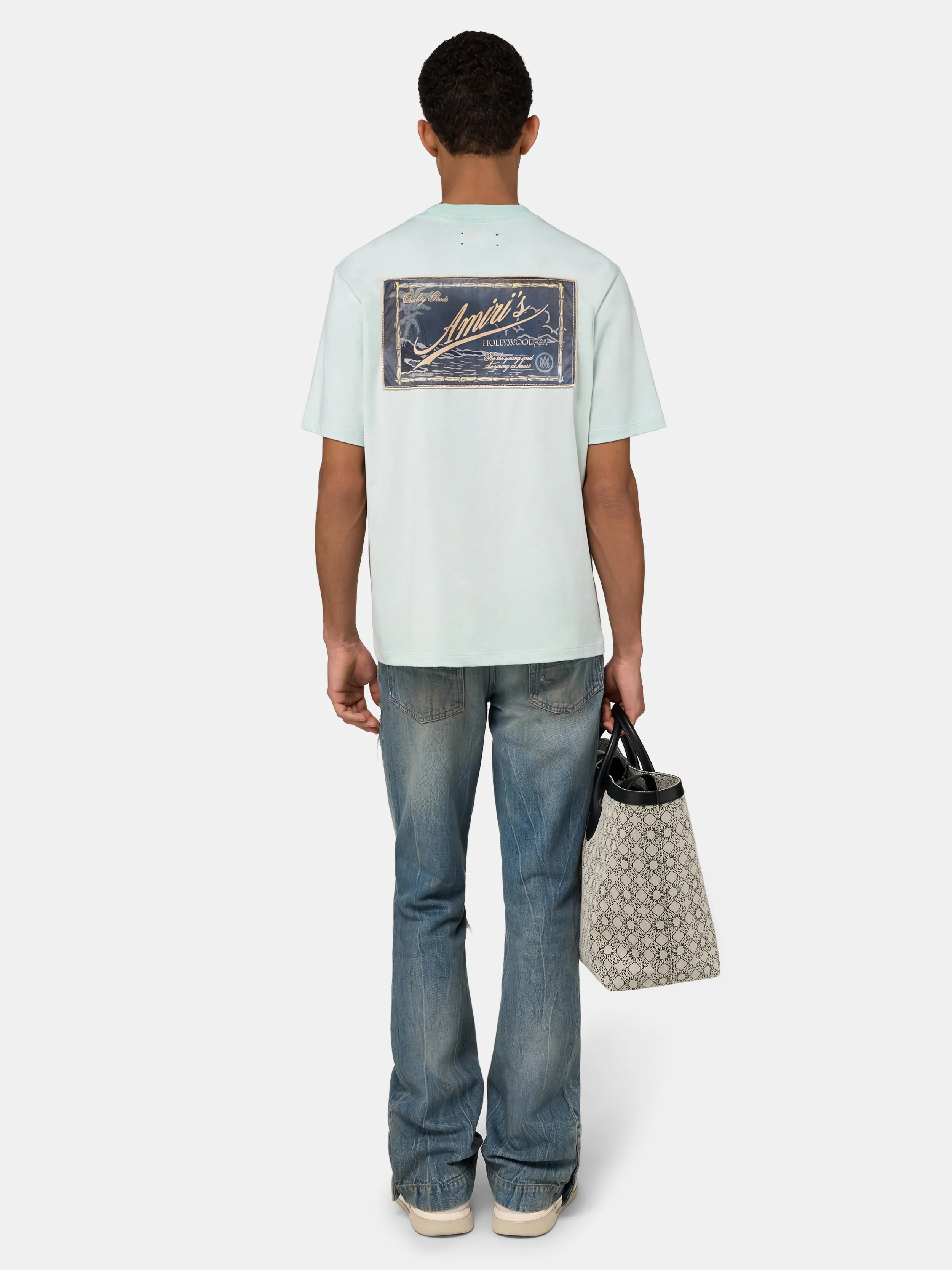 AMIRI QUALITY GOODS LABEL TEE - Powder Teal