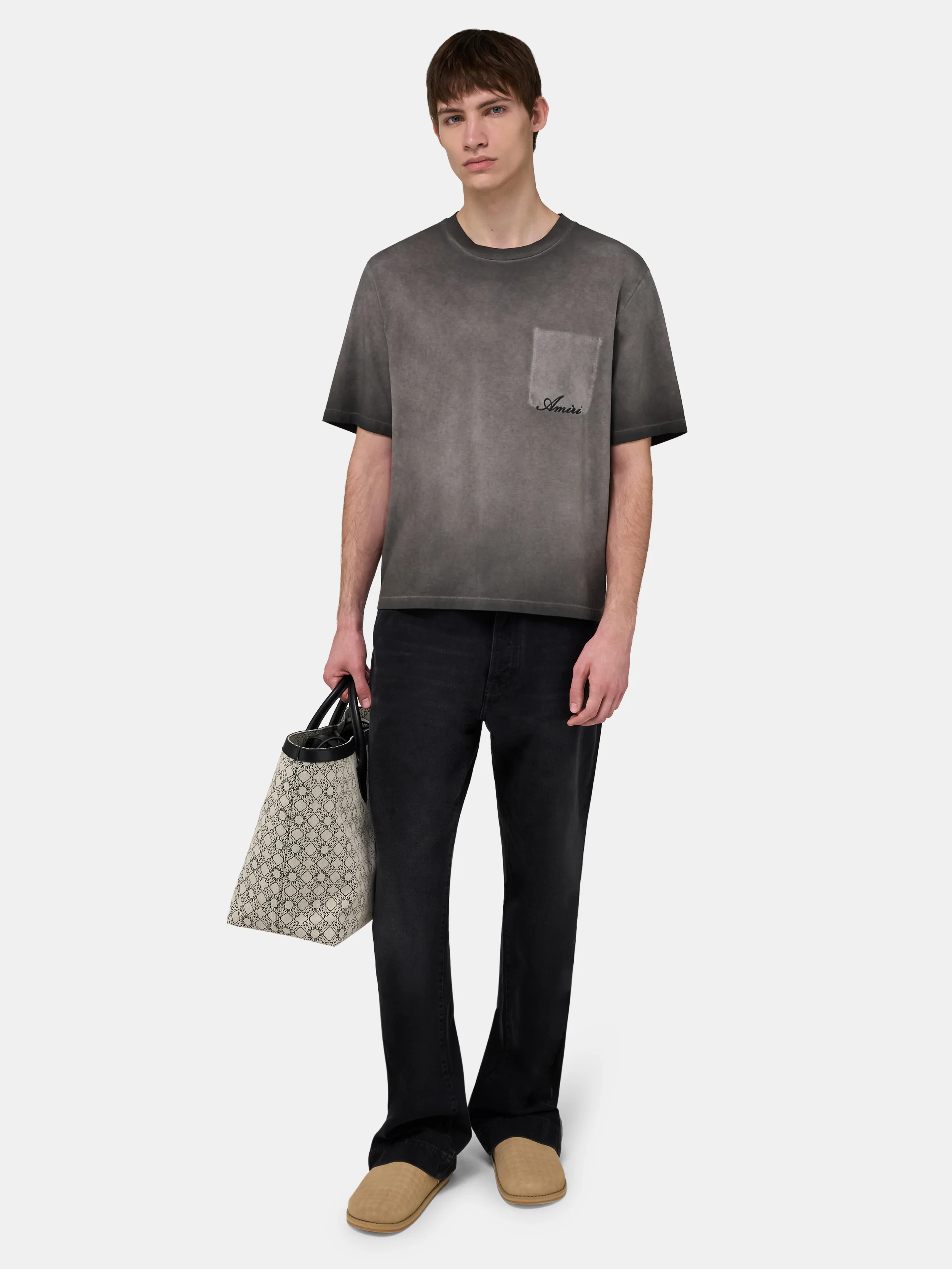 FADED POCKET BOX TEE - Black