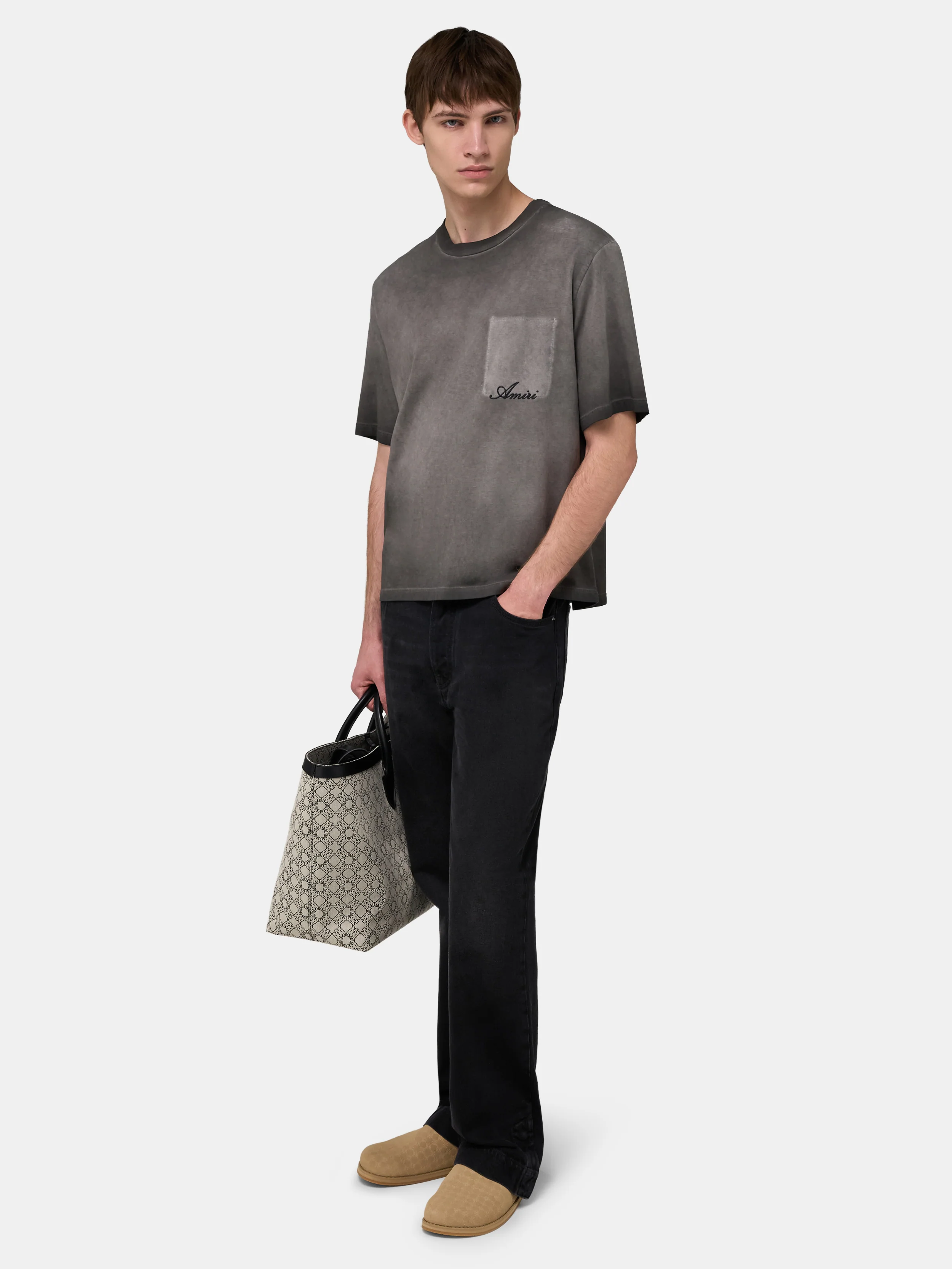 FADED POCKET BOX TEE - Black