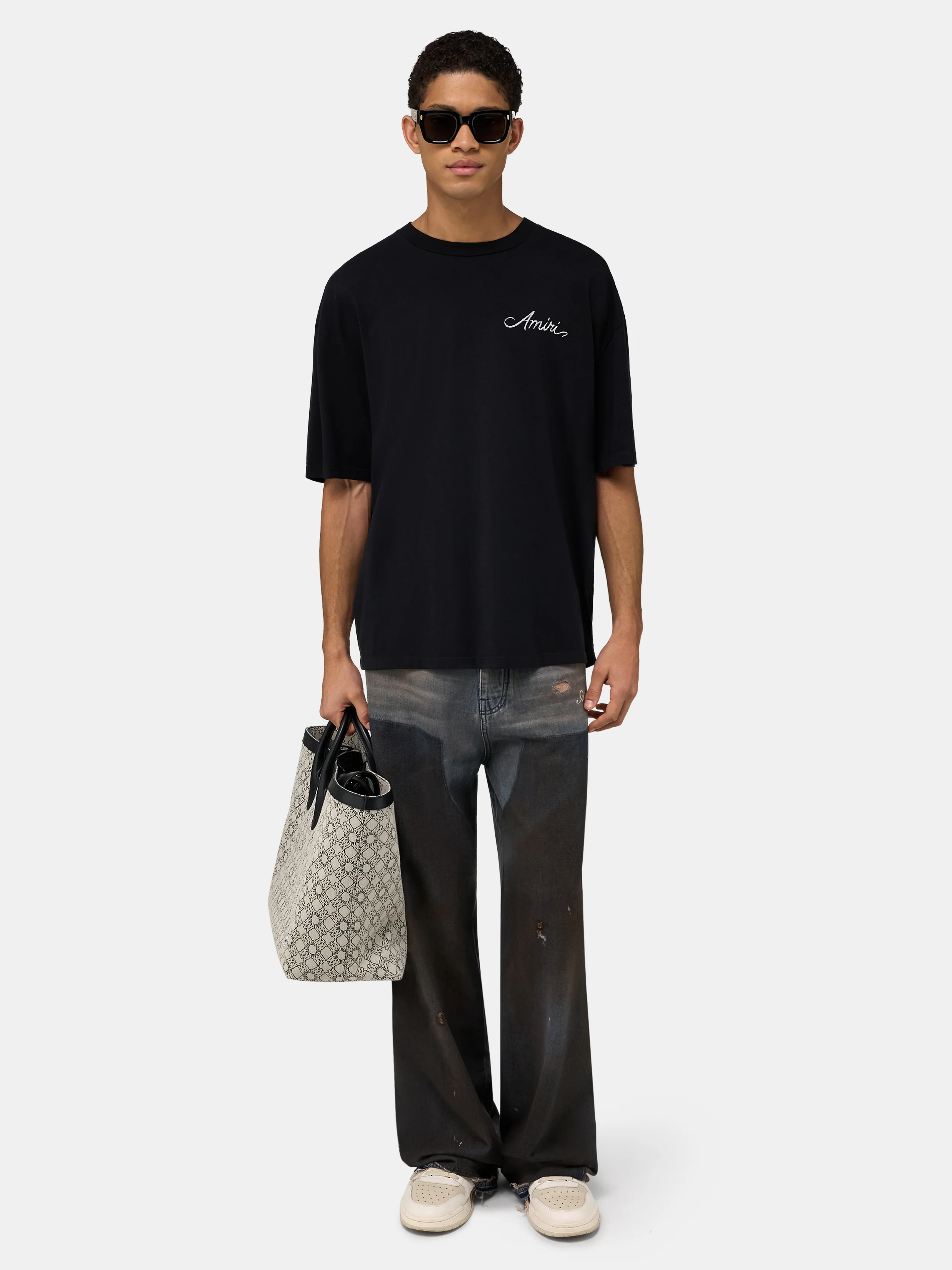 MA QUAD CHECKERBOARD OVERSIZED TEE - Black