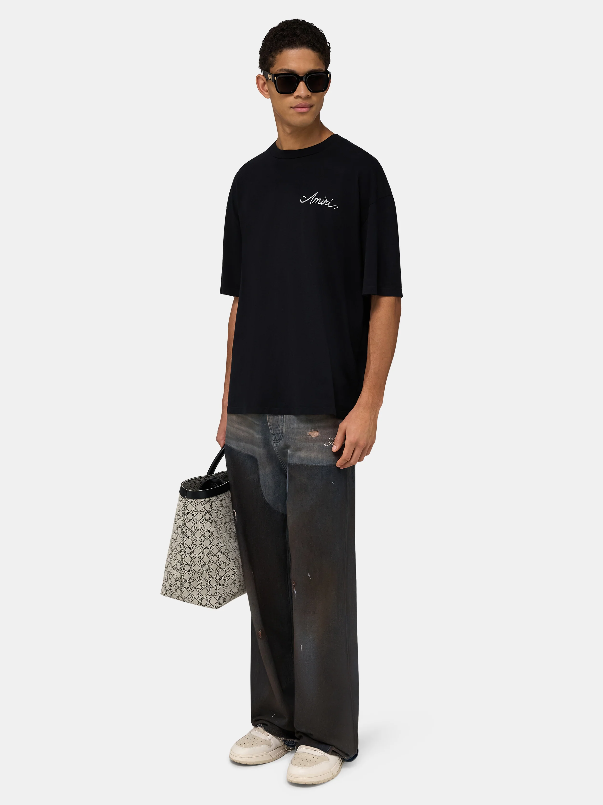 MA QUAD CHECKERBOARD OVERSIZED TEE - Black