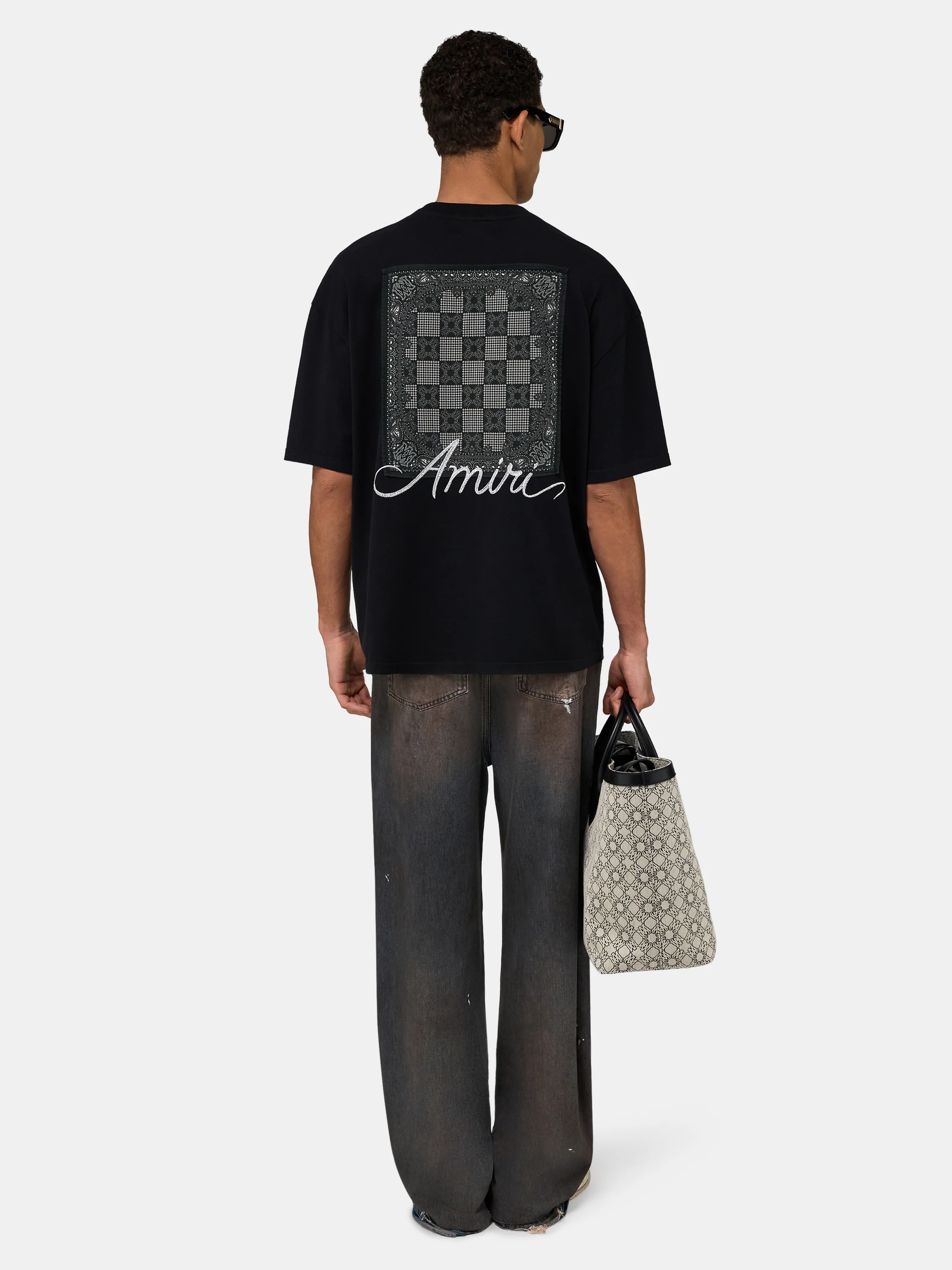 MA QUAD CHECKERBOARD OVERSIZED TEE - Black