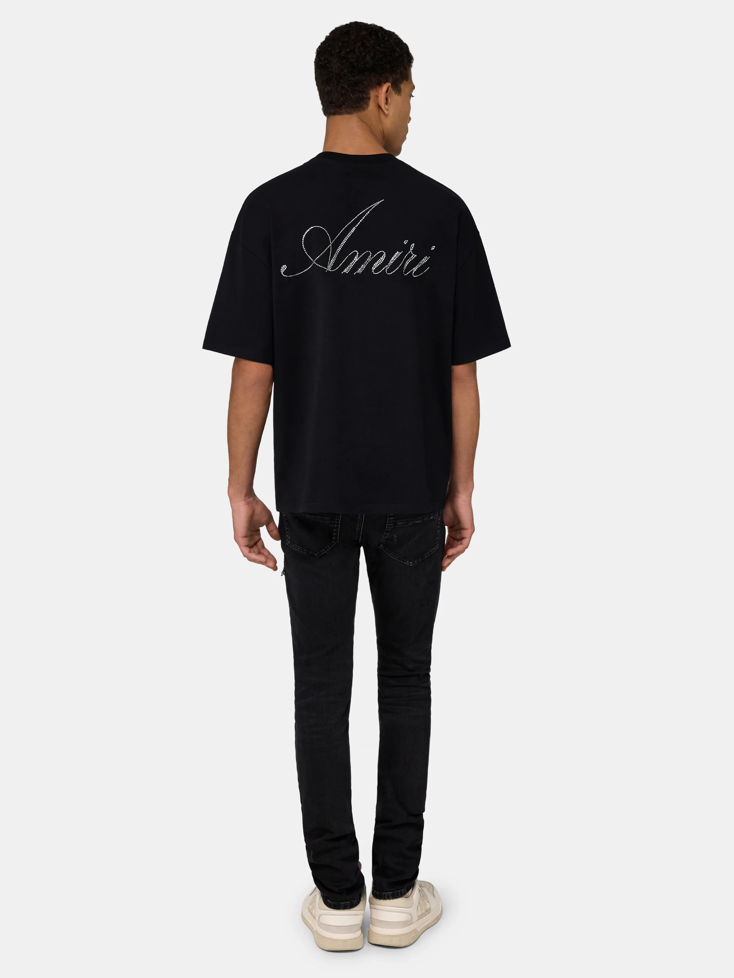 CRYSTAL AMIRI SCRIPT OVERSIZED TEE - Black