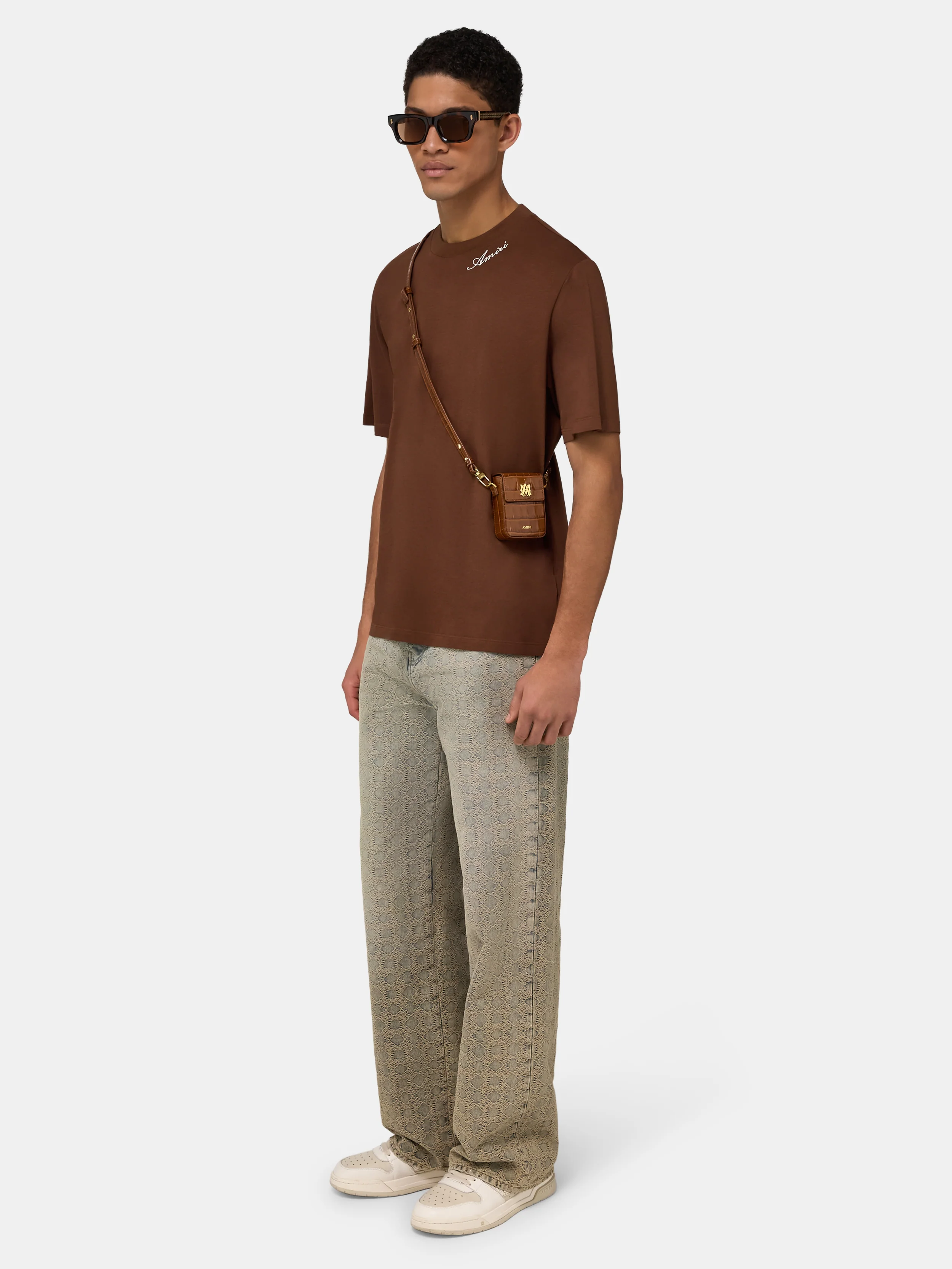 AMIRI SCRIPT TEE - Tobacco