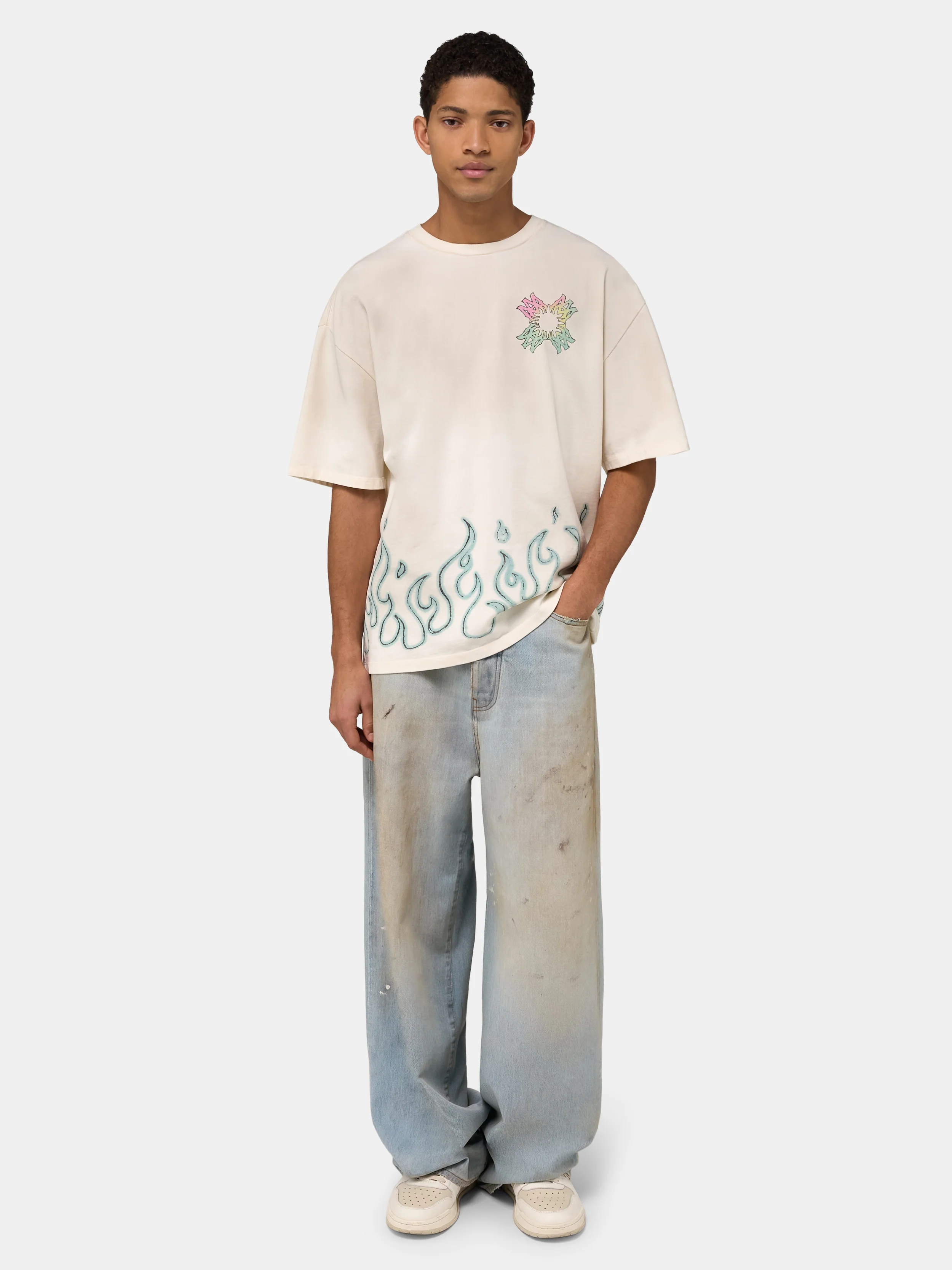 MA QUAD FLAMES OVERSIZED TEE - Ivory