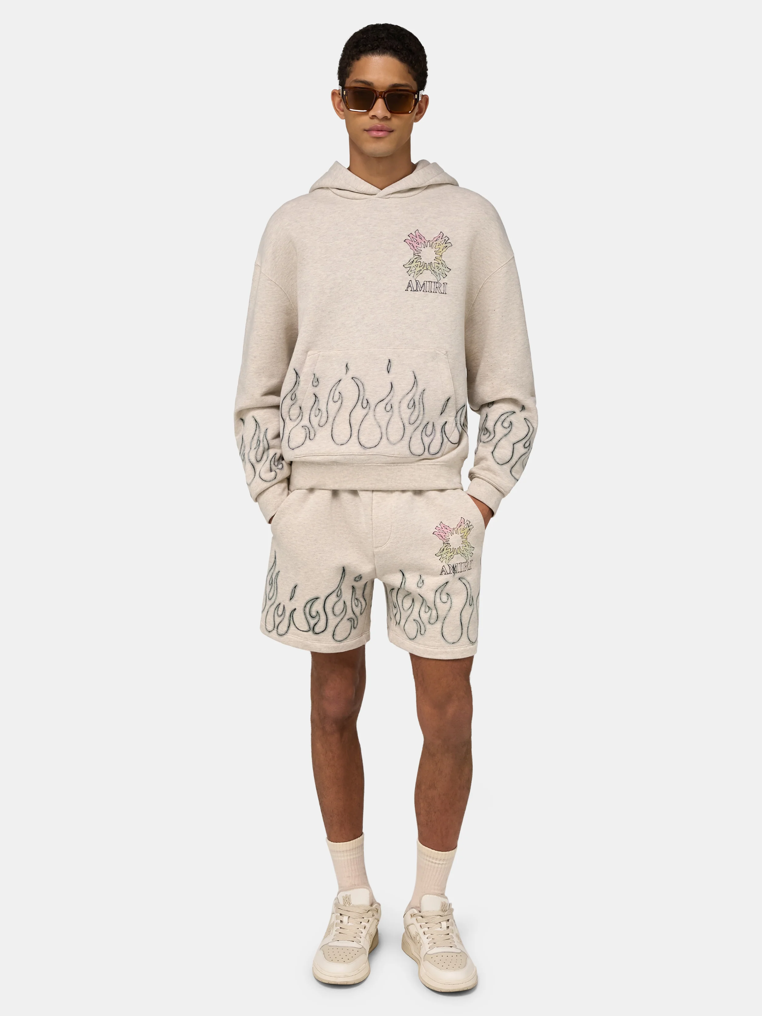 MA QUAD FLAMES OVERSIZED HOODIE - Ivory