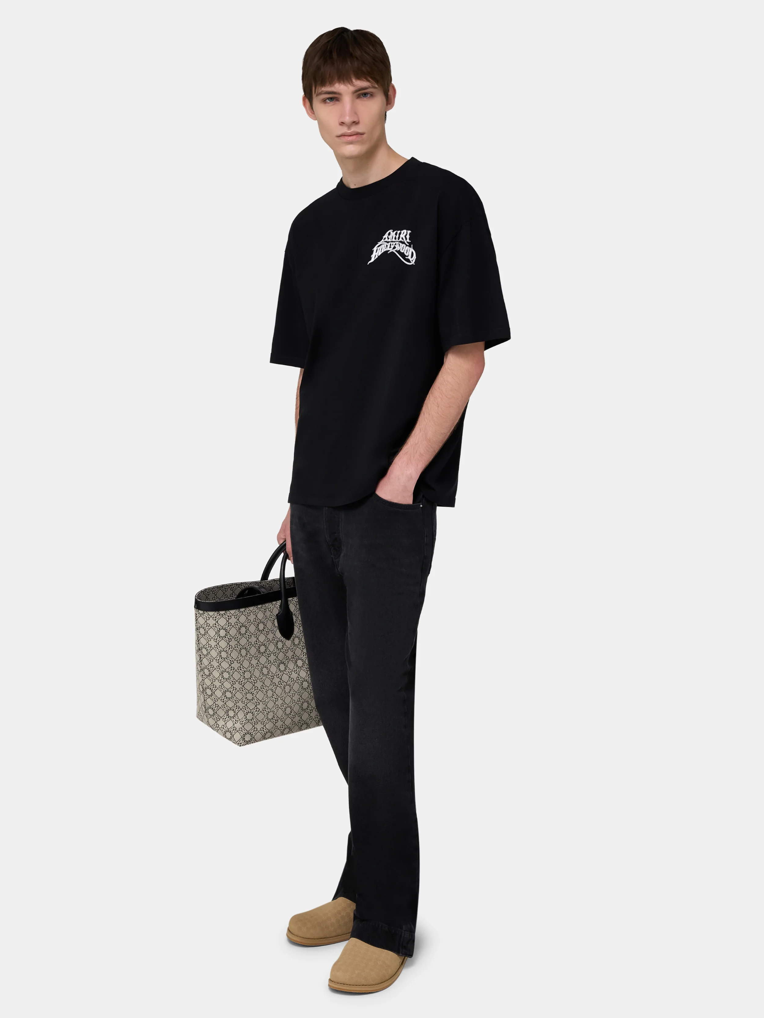 AMIRI HOLLYWOOD LIGHTWEIGHT JERSEY SKATE TEE - Black