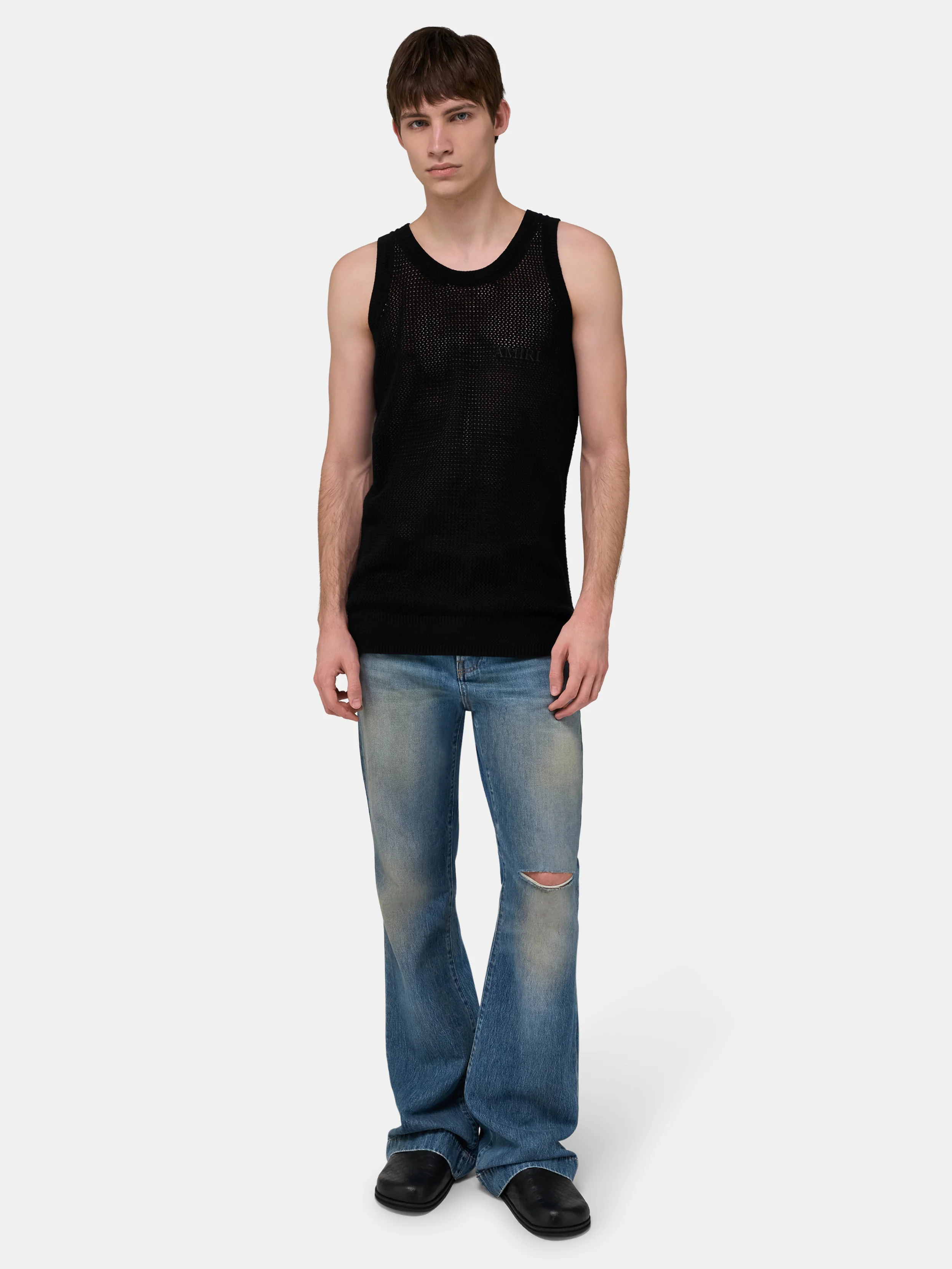 AMIRI KNIT MESH TANK - Black
