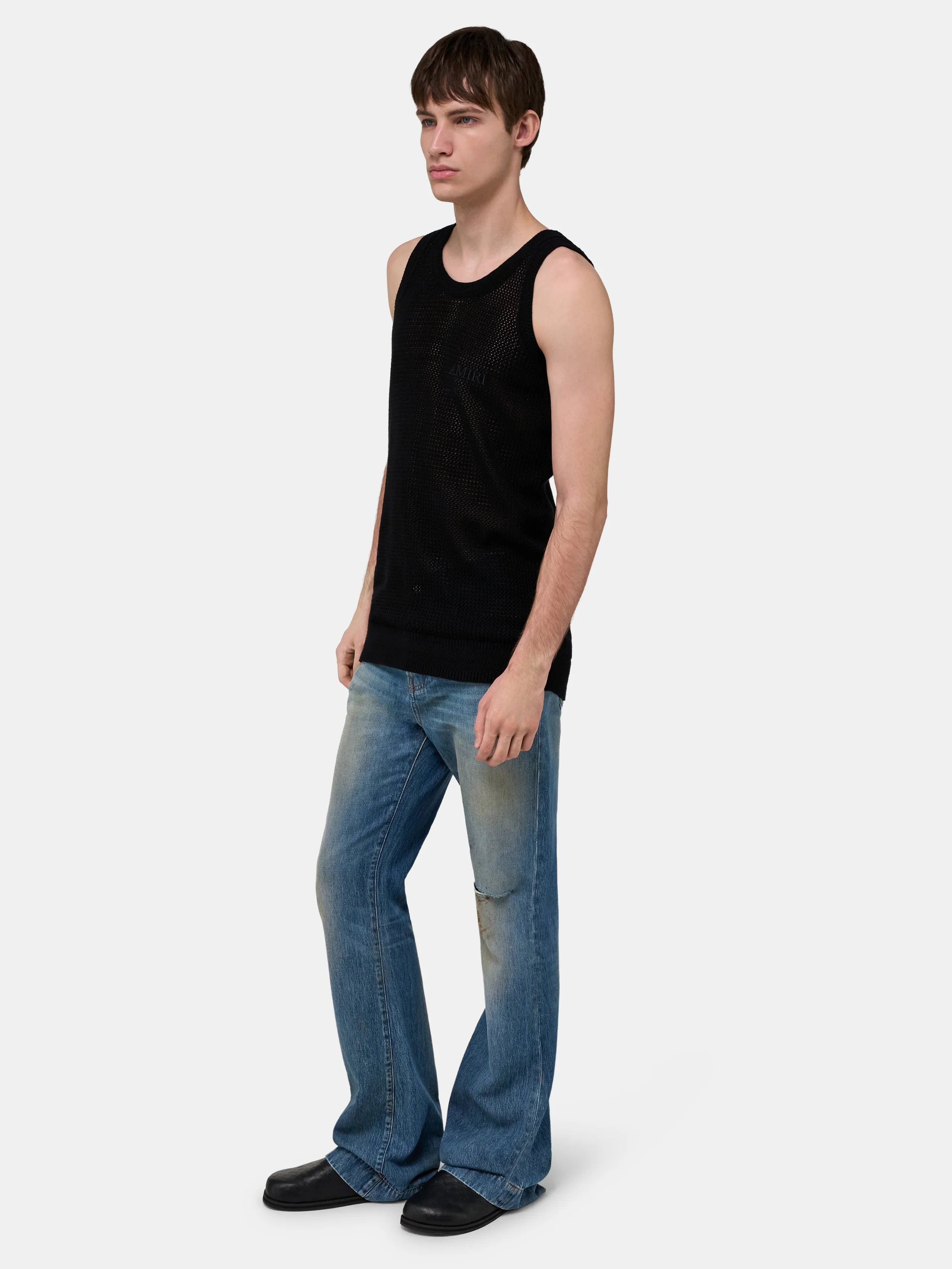 AMIRI KNIT MESH TANK - Black