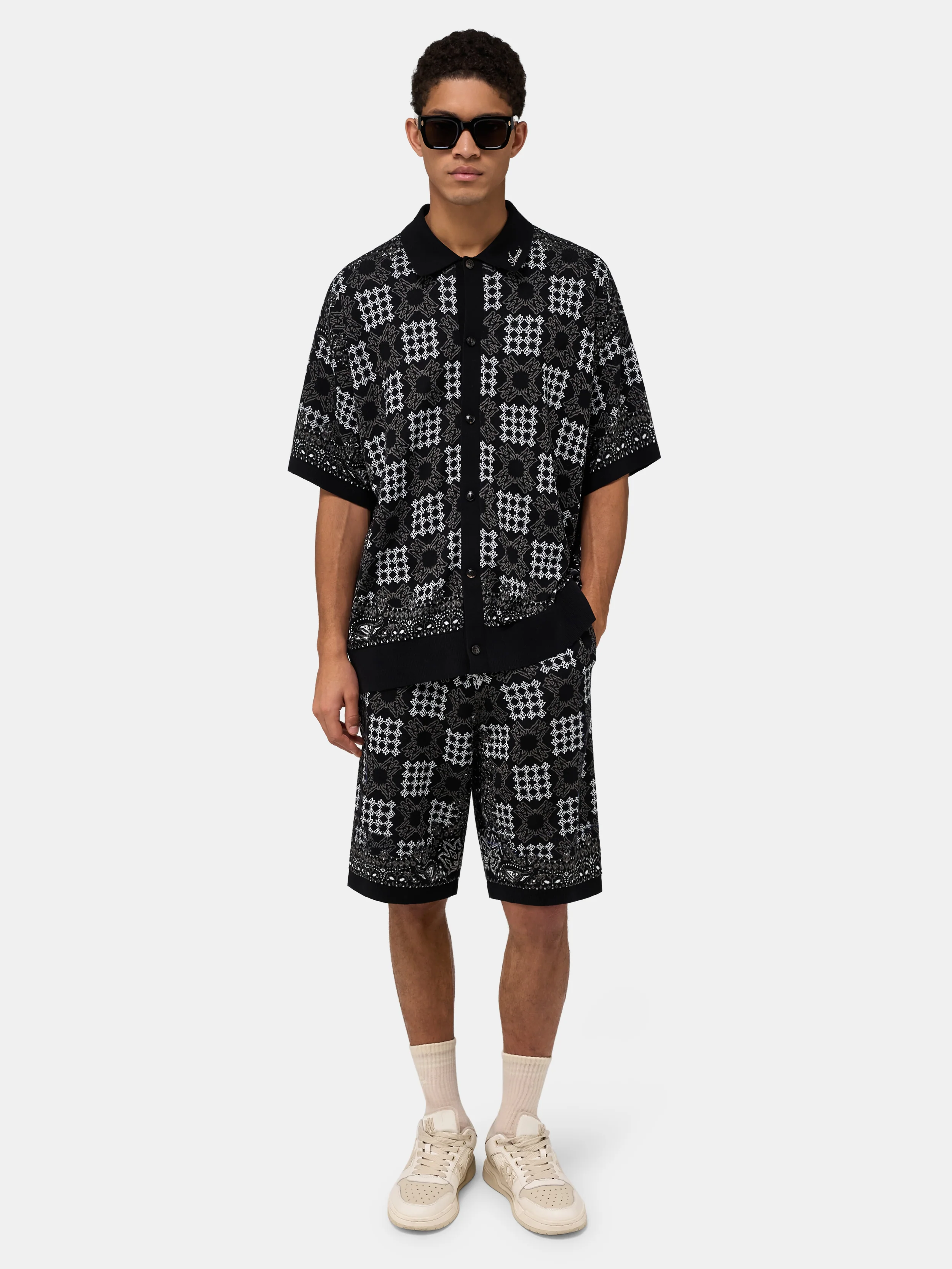 1425-ma-quad-check-mesh-knit-shirt-alabaster-2.webp MA QUAD CHECK MESH KNIT SHIRT - Alabaster