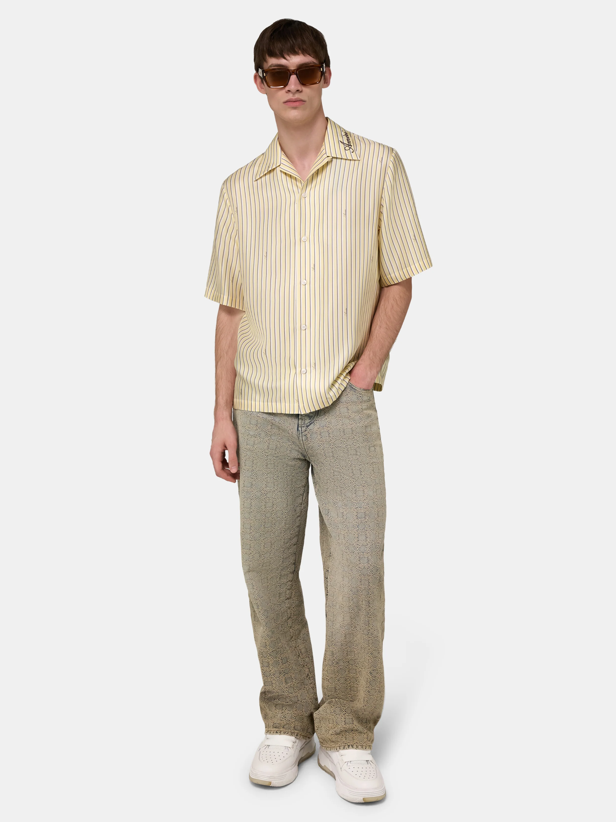 AMIRI SCRIPT BOWLING SHIRT - Sherbet Yellow