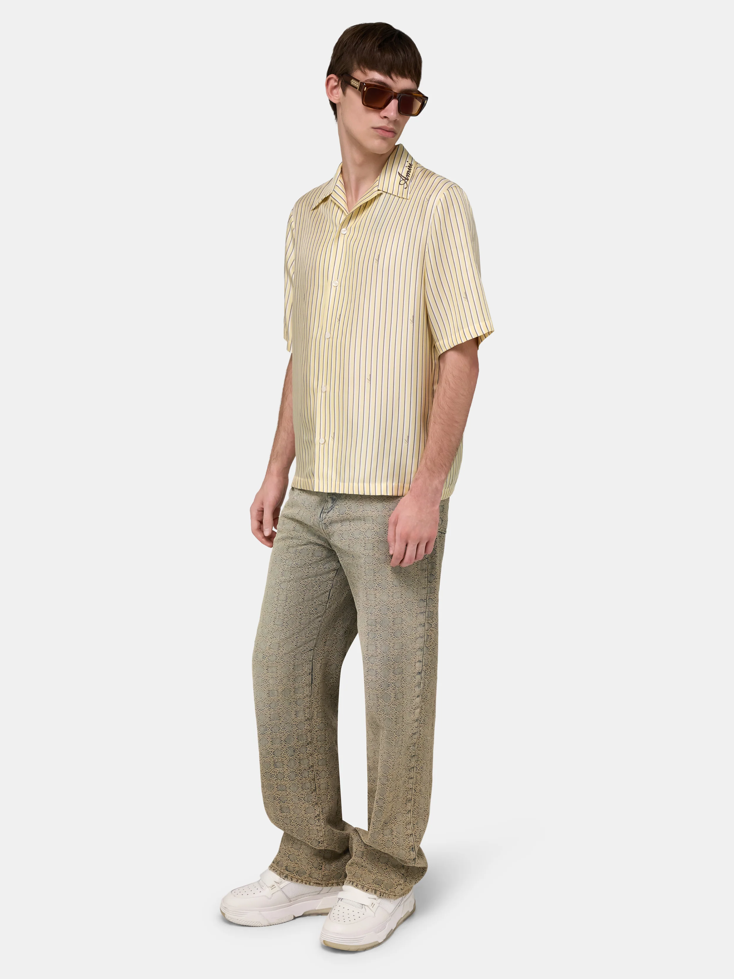 AMIRI SCRIPT BOWLING SHIRT - Sherbet Yellow