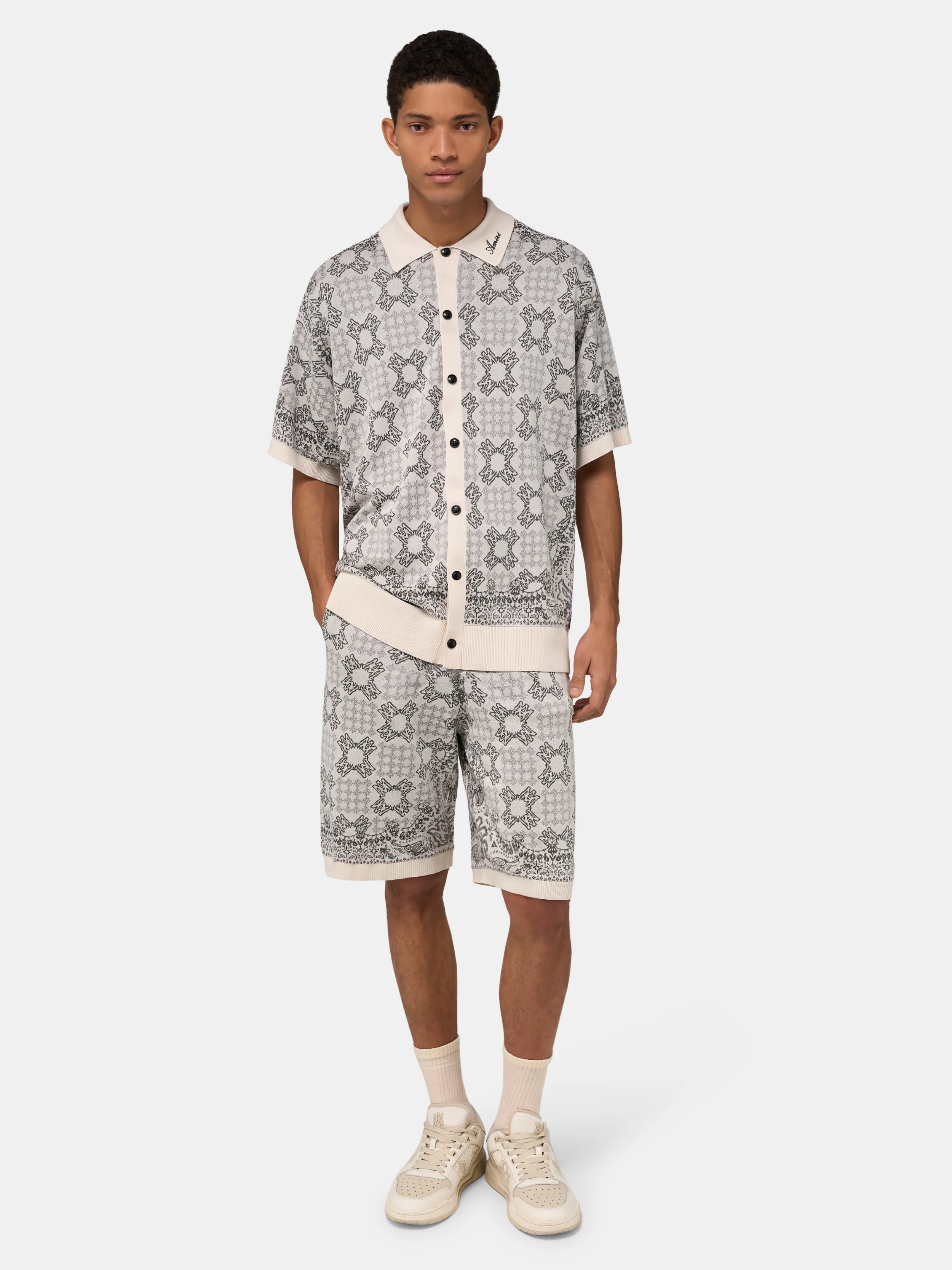 MA QUAD CHECK MESH KNIT SHORT - Alabaster