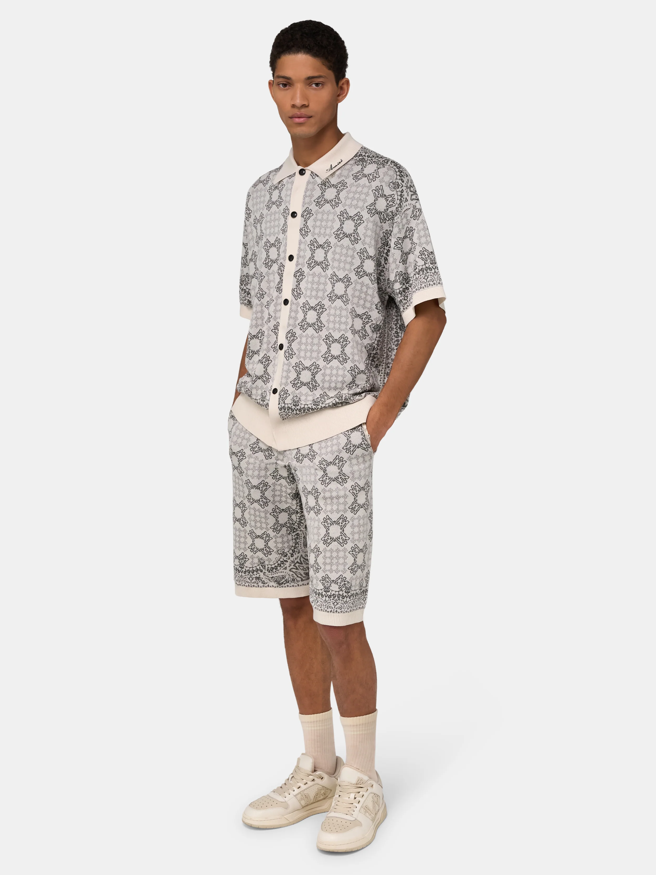 MA QUAD CHECK MESH KNIT SHORT - Alabaster