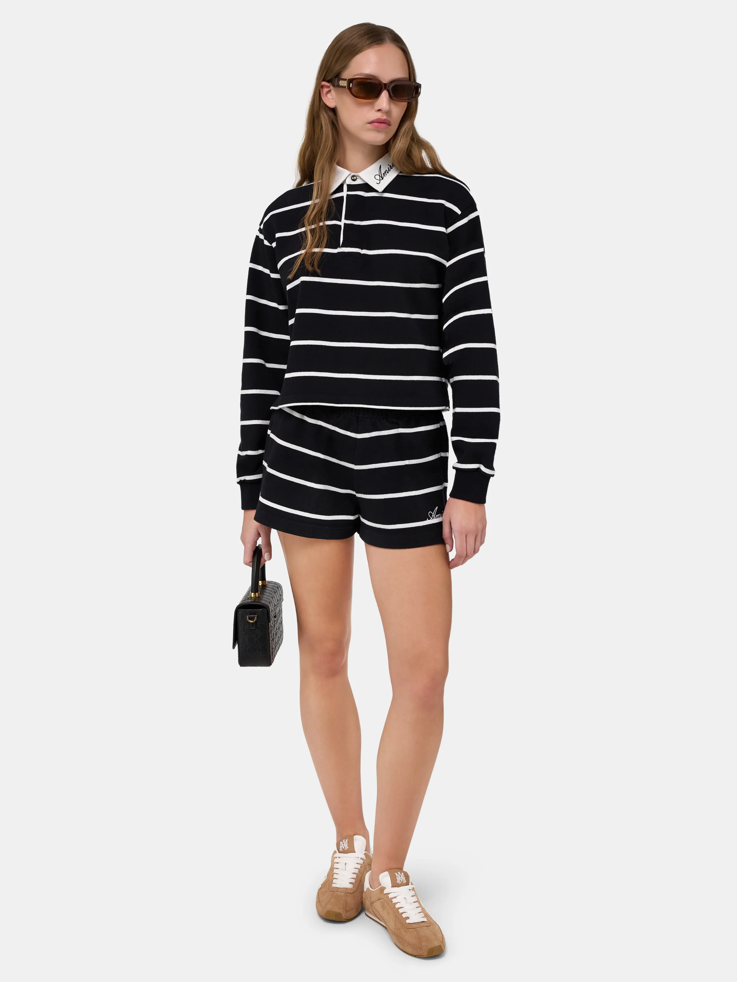 WOMEN - WOMEN'S STRIPED SWEATSHORT - Black