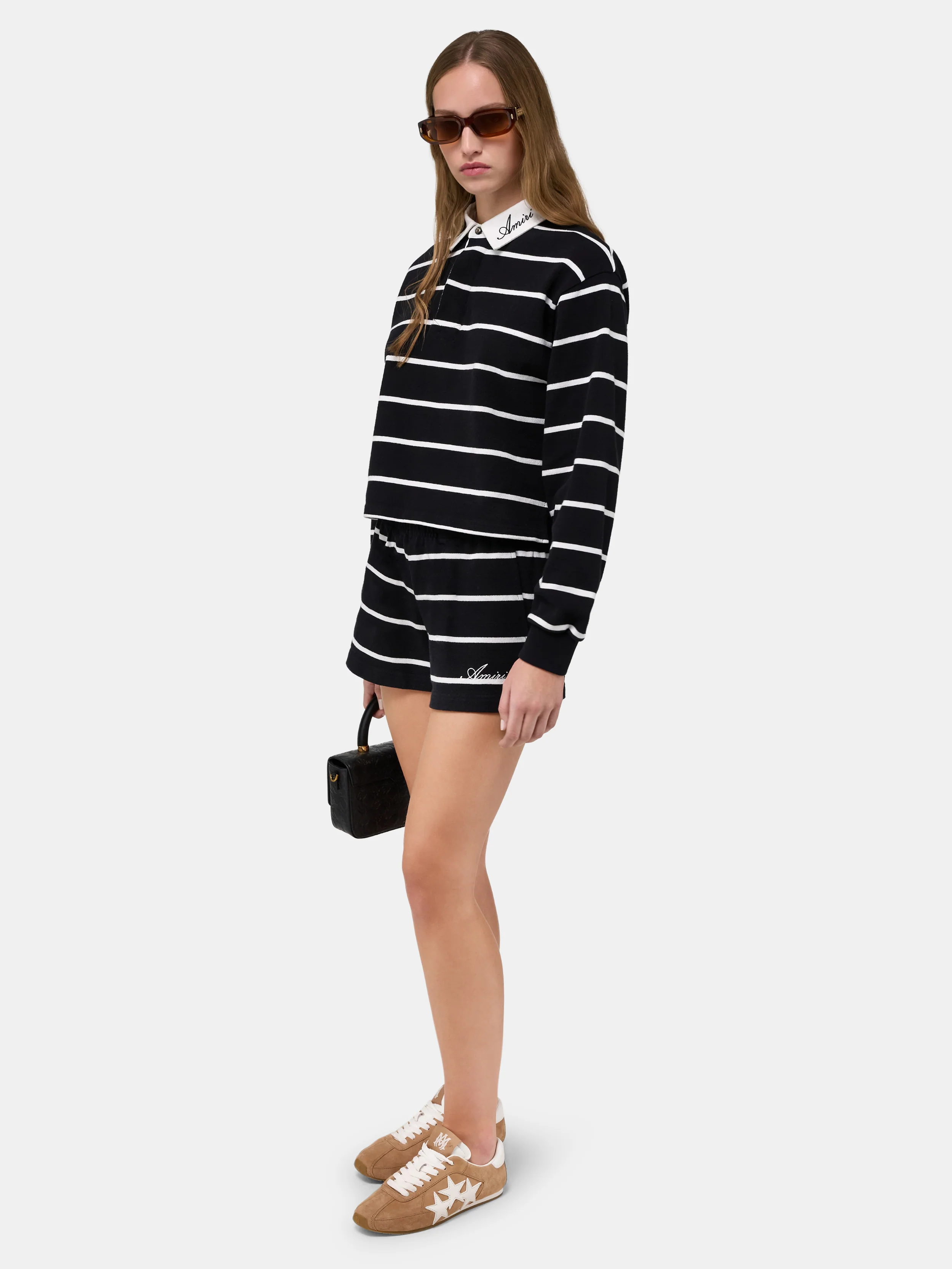 WOMEN - WOMEN'S STRIPED SWEATSHORT - Black