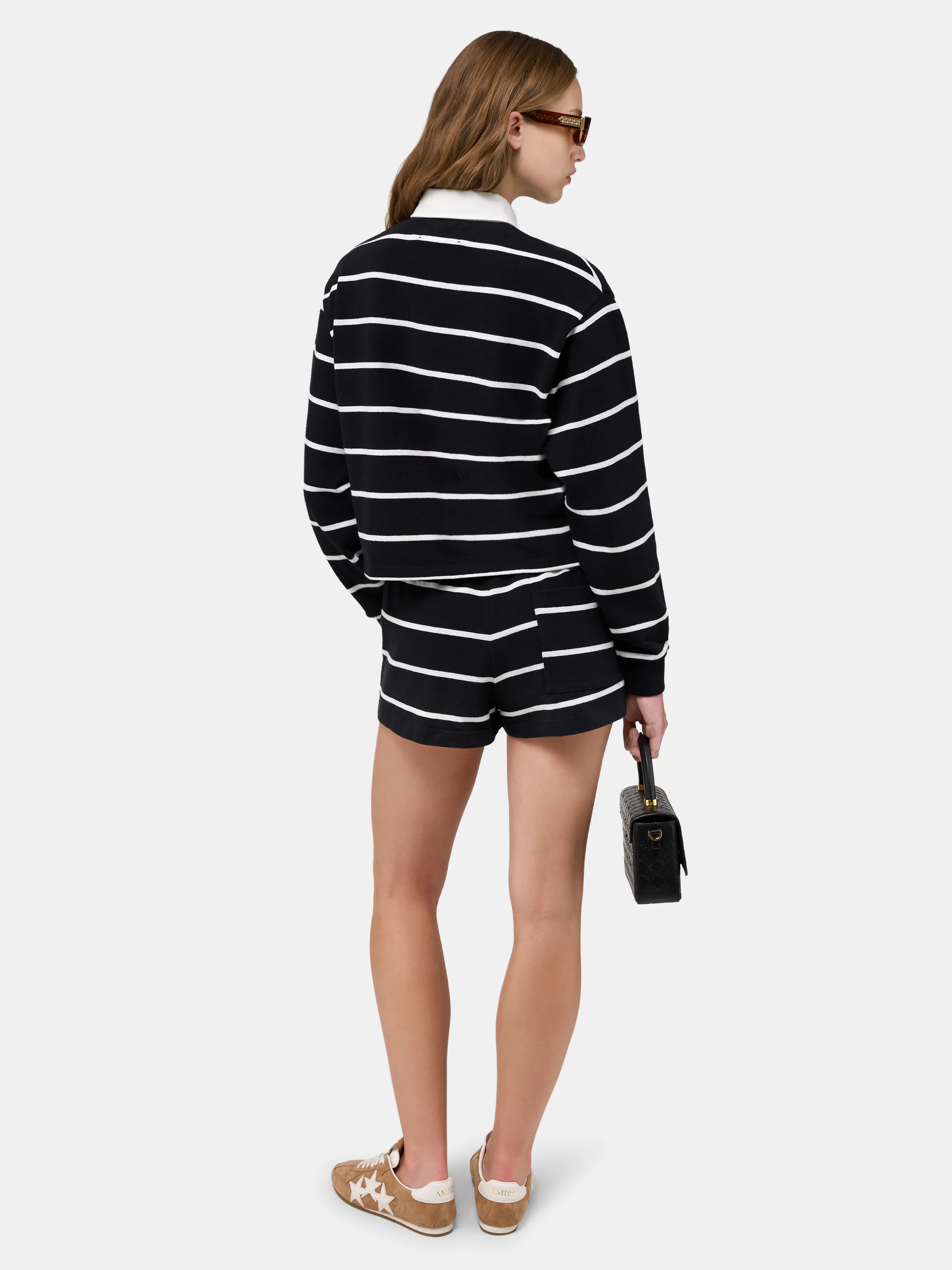 WOMEN - WOMEN'S STRIPED SWEATSHORT - Black