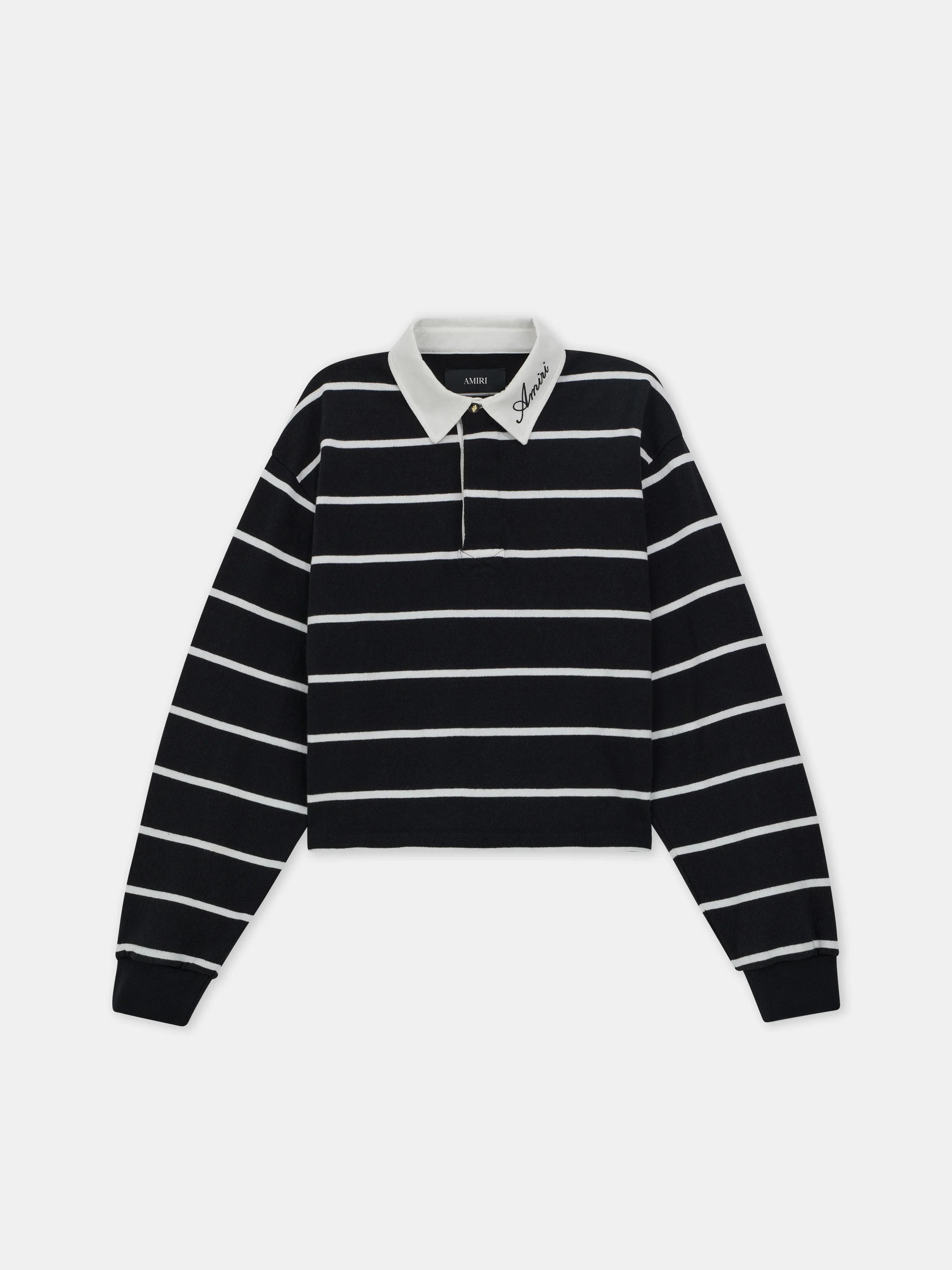 WOMEN - WOMEN'S STRIPED LONG SLEEVE POLO - Black