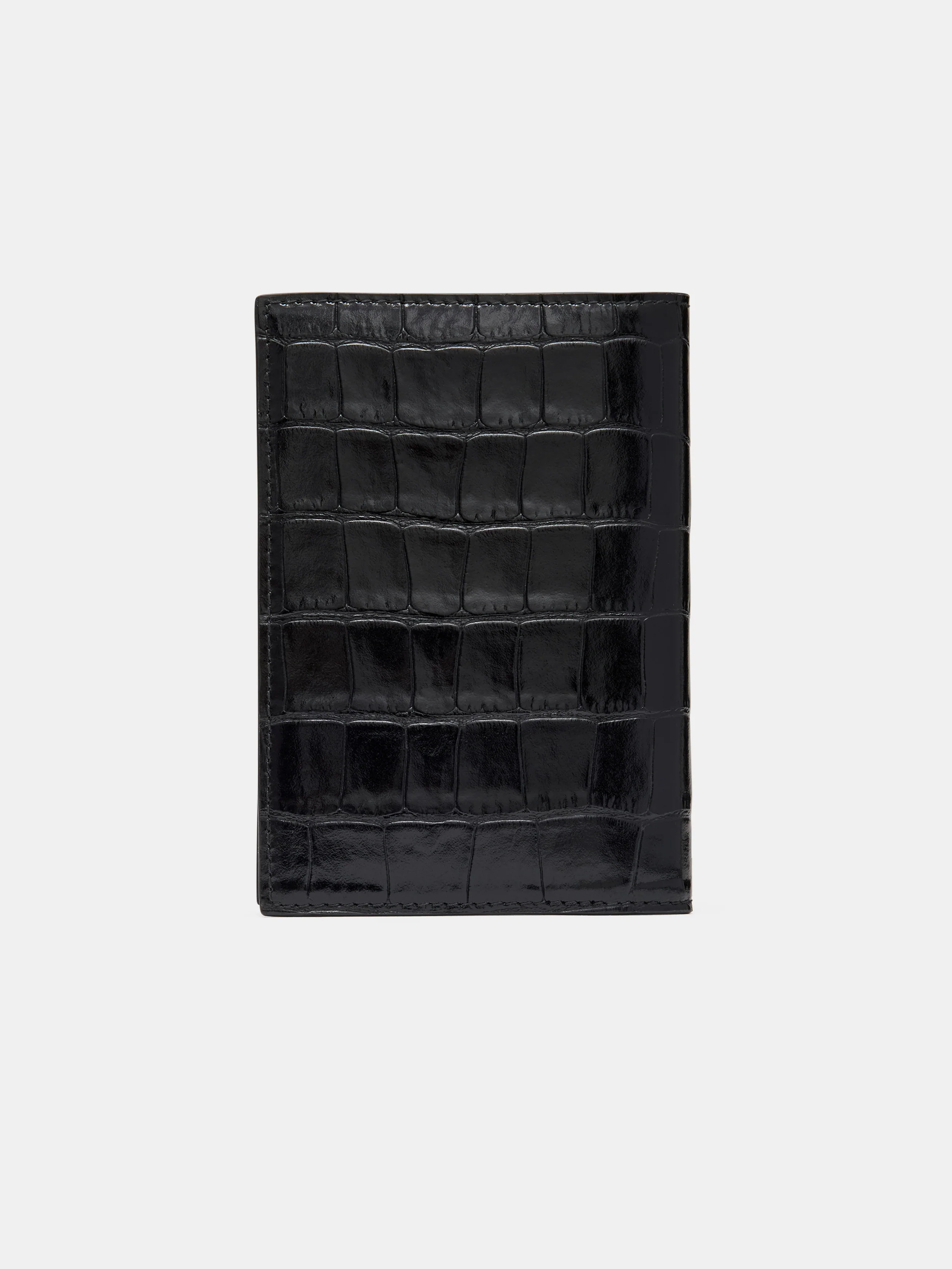 CROC EMBOSSED PASSPORT HOLDER - BLACK