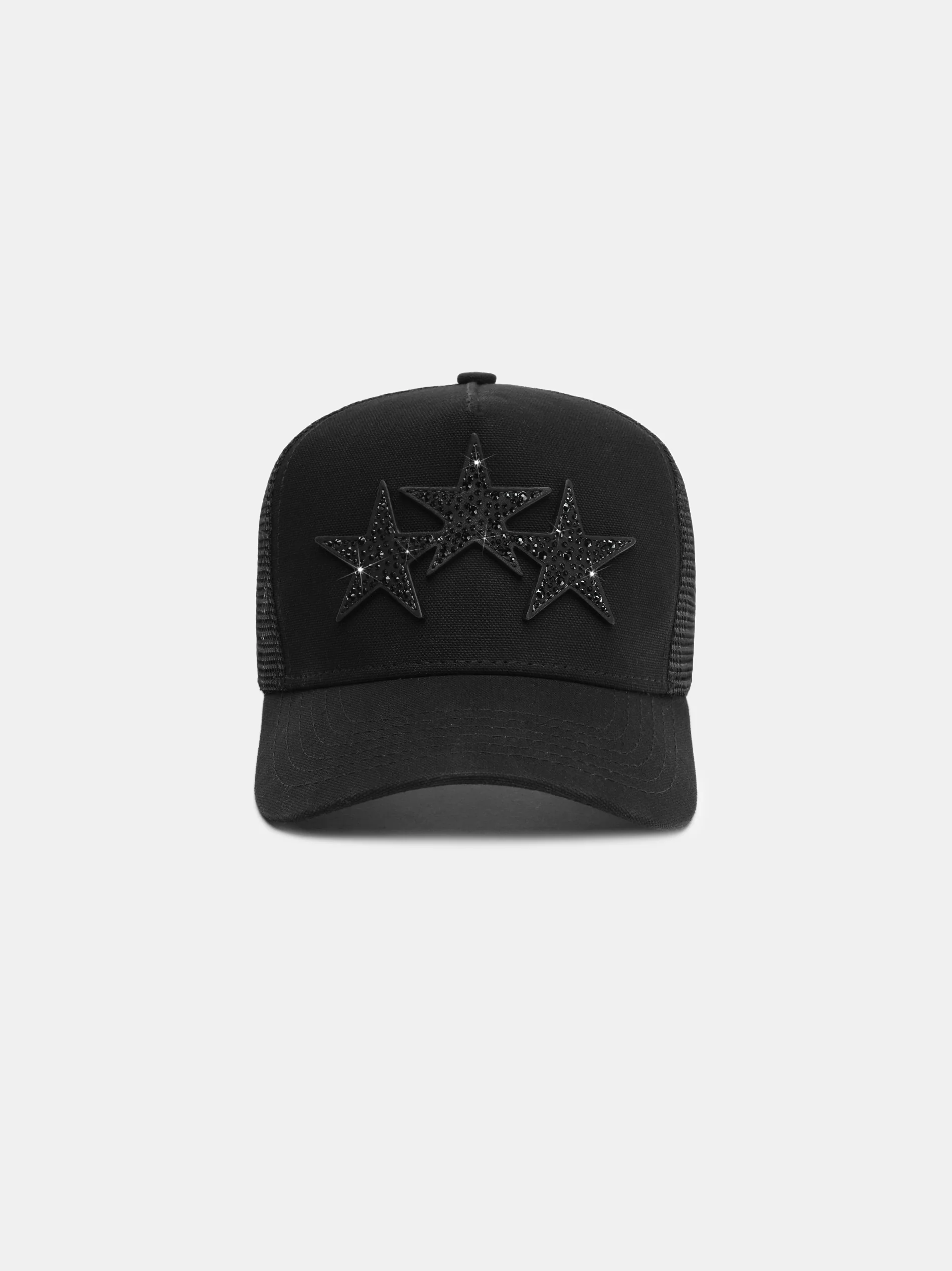 1999-crystal-3-star-trucker-hat-black-black-1.webp CRYSTAL 3 STAR TRUCKER HAT - Black Black