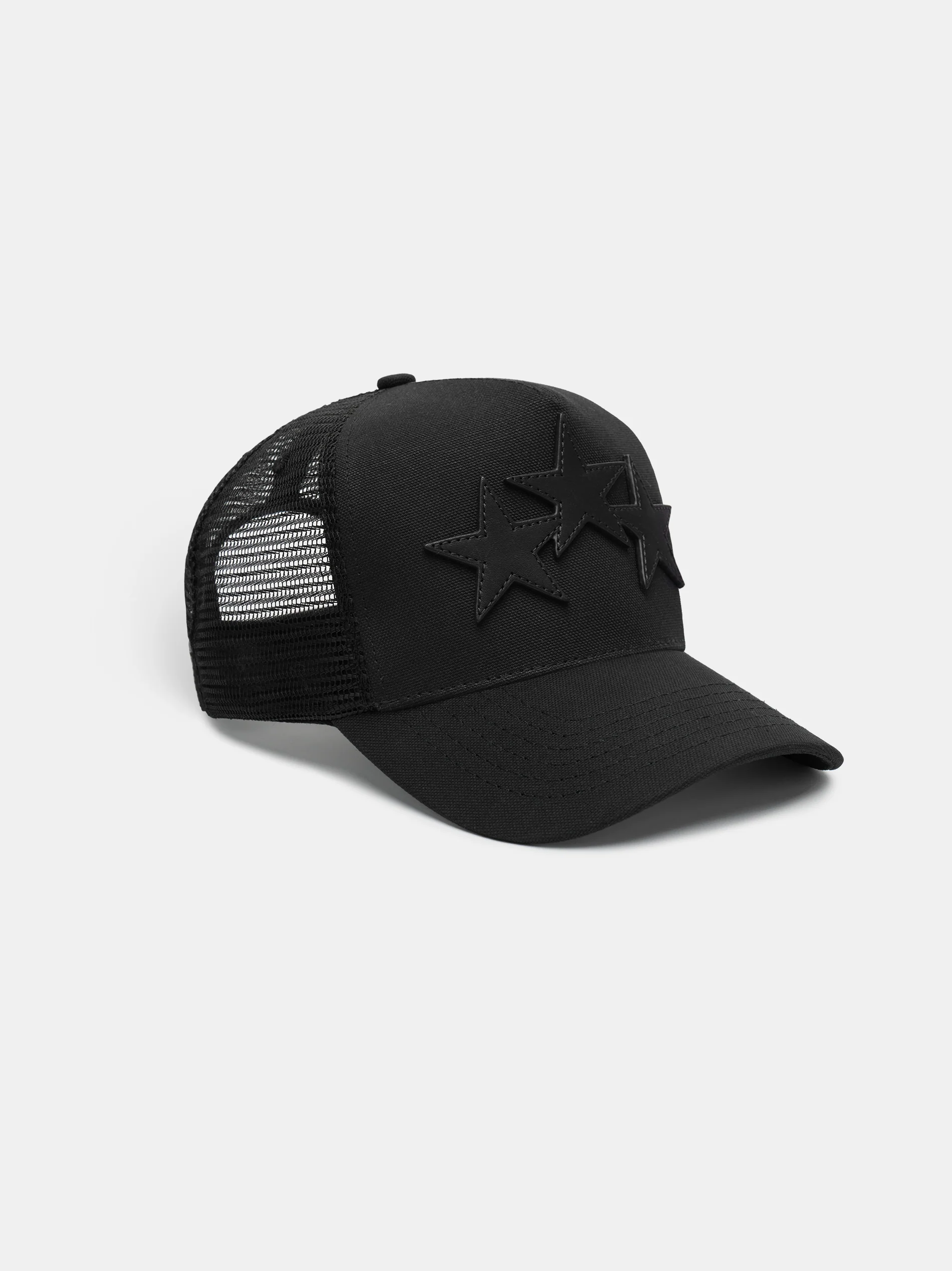 2000-3-star-trucker-hat-black-black-2.webp 3 STAR TRUCKER HAT - BLACK BLACK
