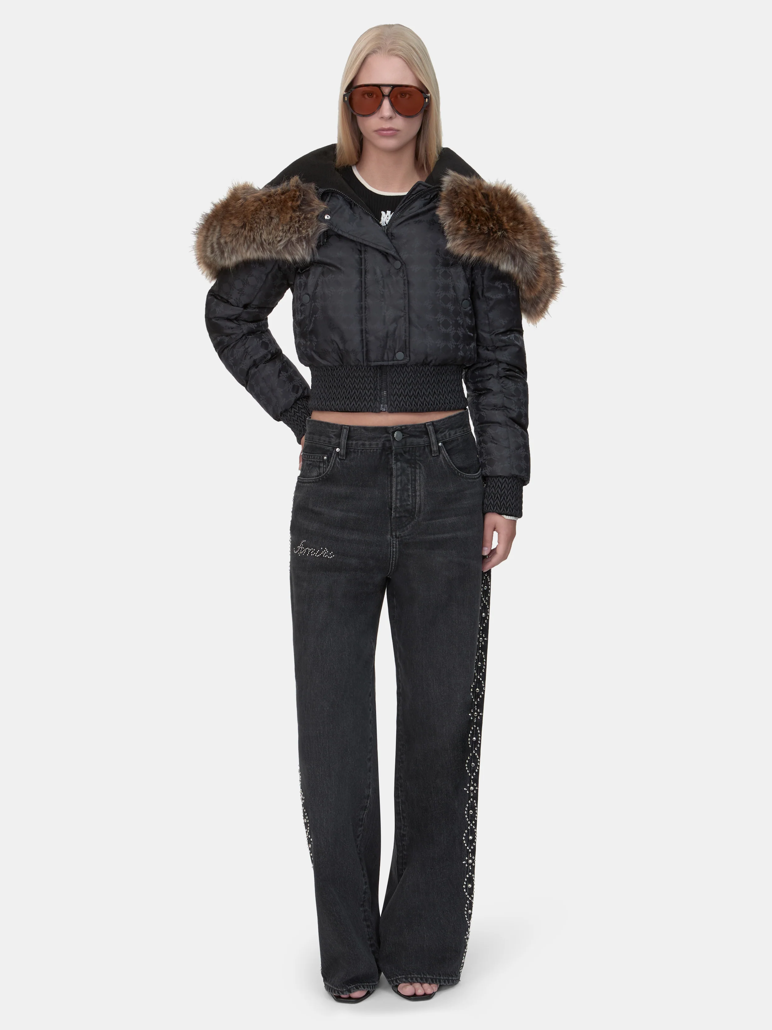 WOMEN - WOMEN'S STUD BAGGY JEAN - Retro Black