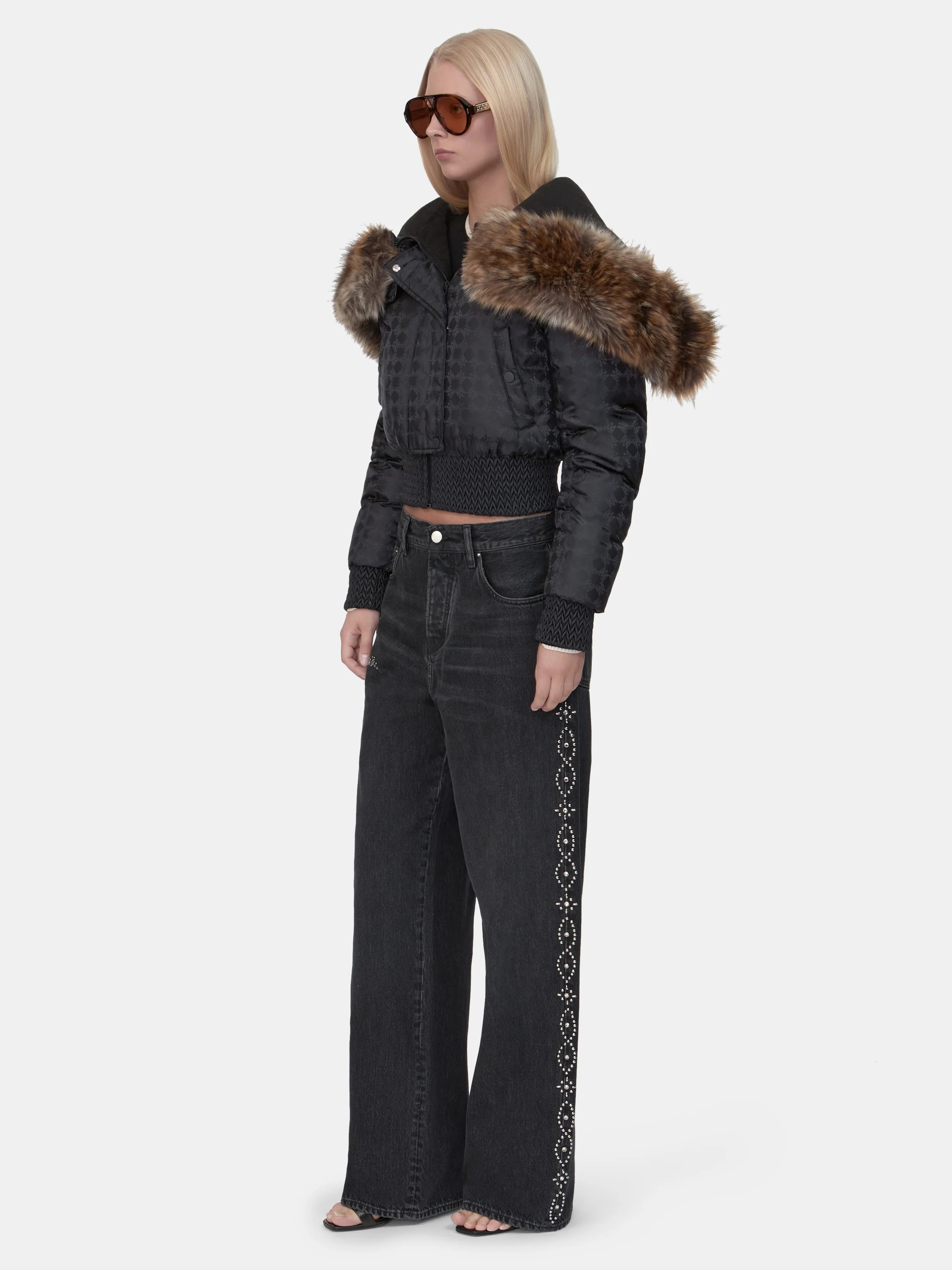 WOMEN - WOMEN'S STUD BAGGY JEAN - Retro Black