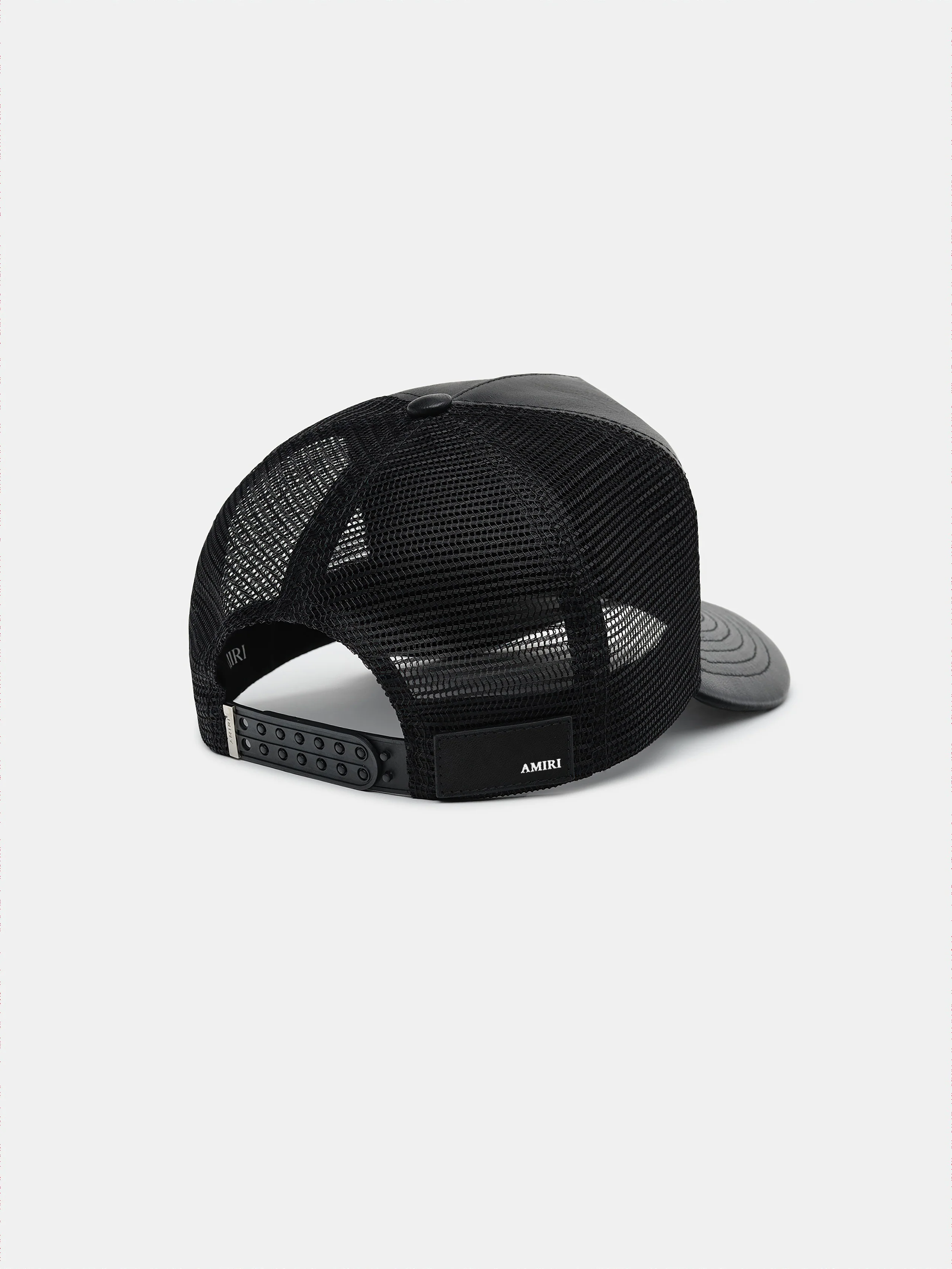 LEATHER MA TRUCKER HAT - Black