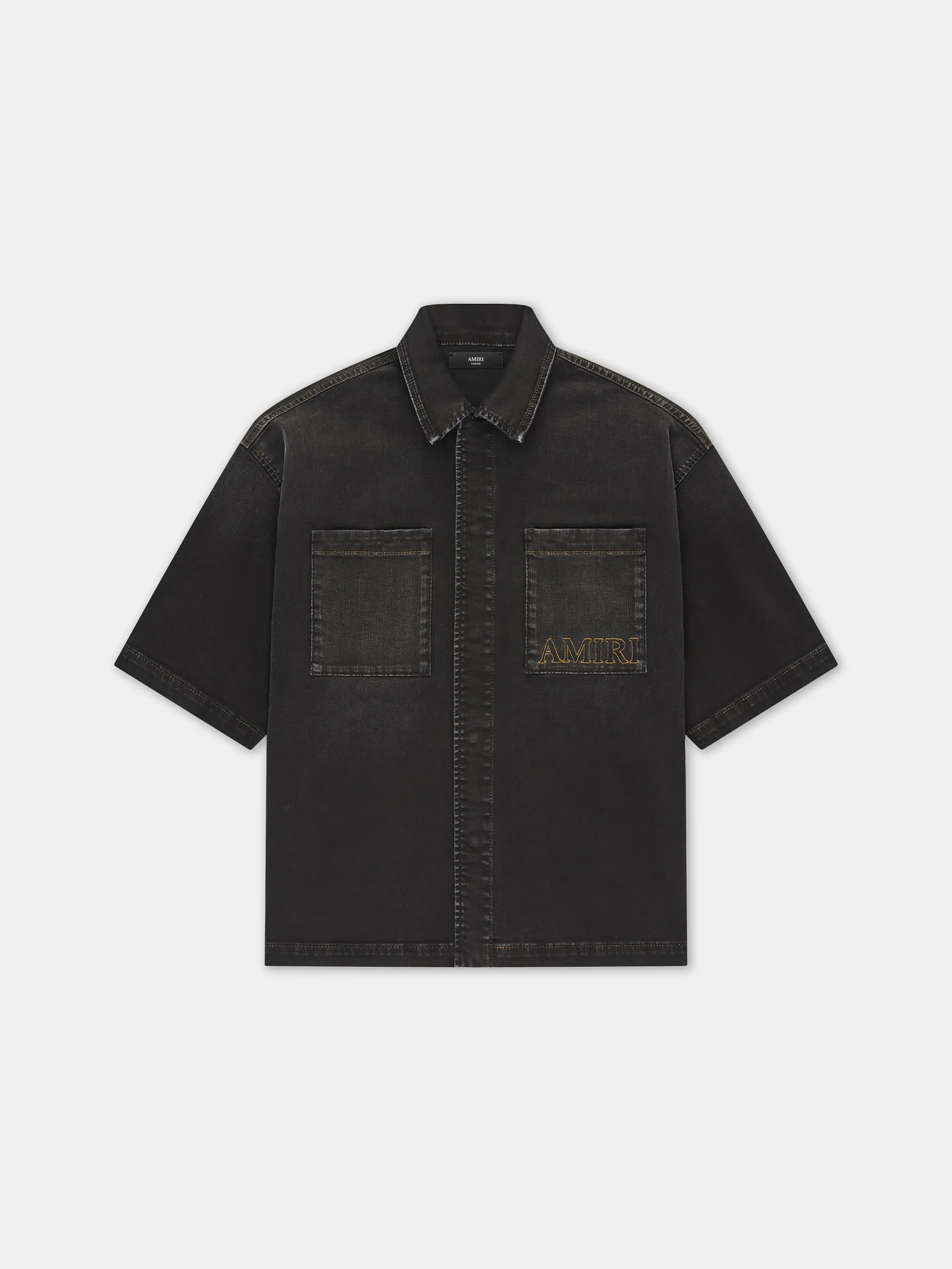 AMIRI 3D SHORT SLEEVE SNAP SHIRT - Vintage Black