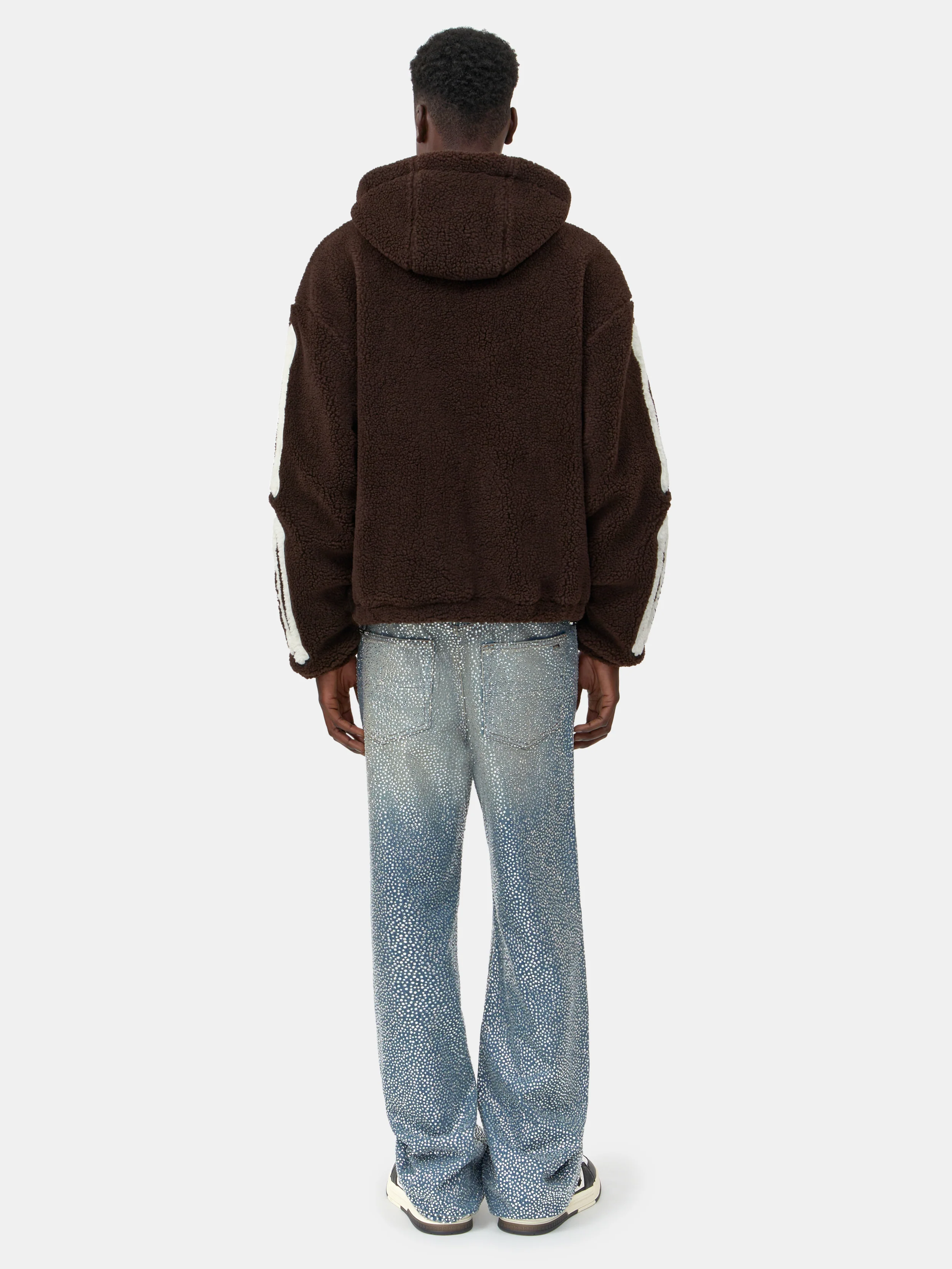 BONES FLEECE ZIP HOODIE - Dark Brown