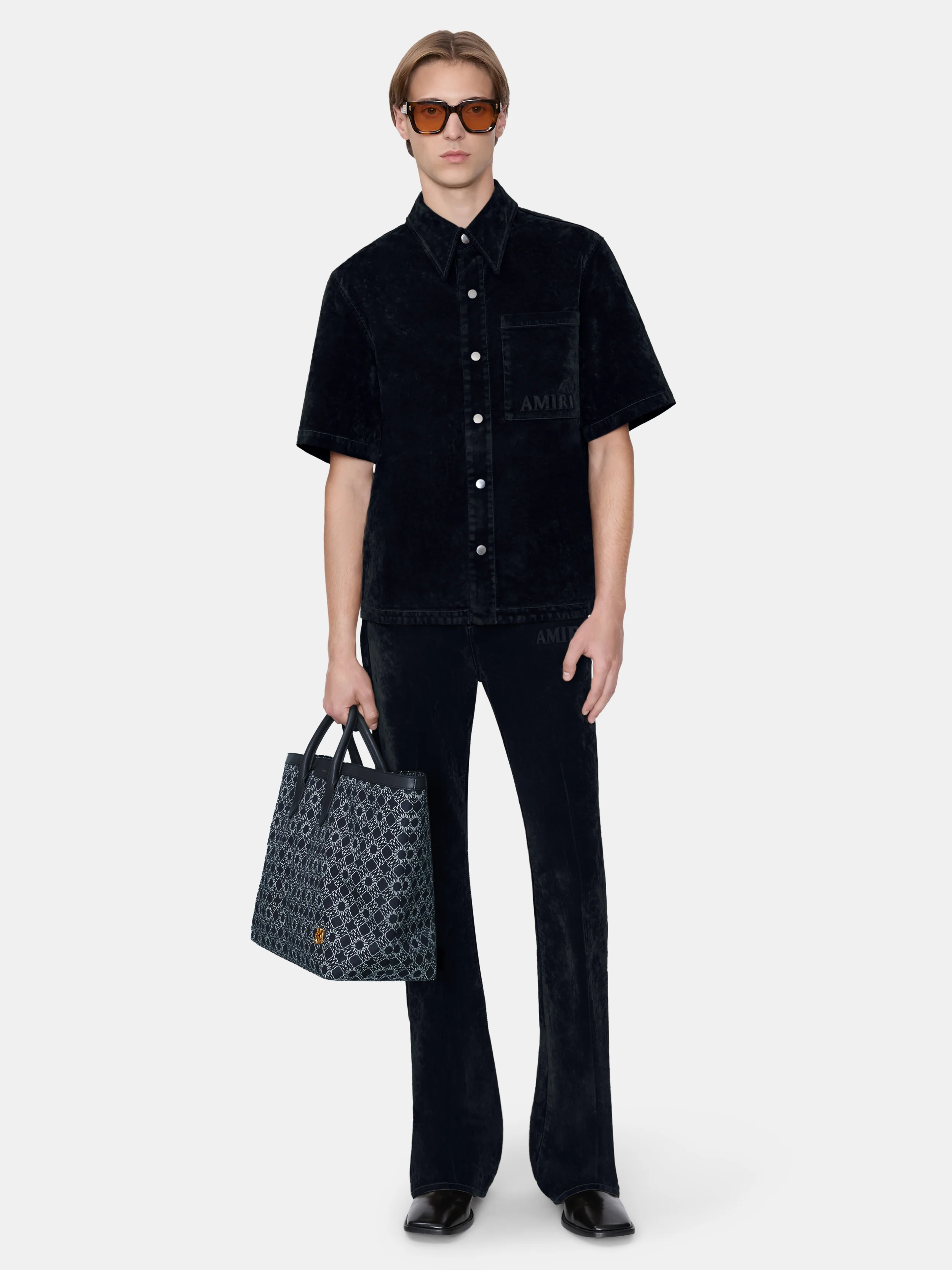 VELVET CAMP SHIRT - BLACK