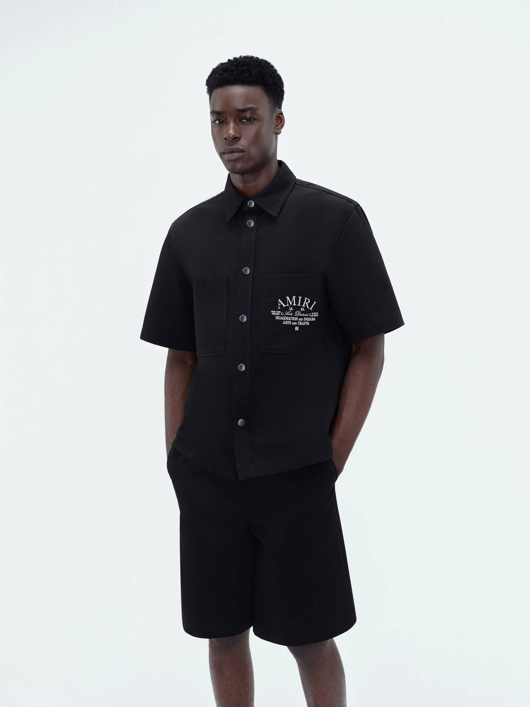 AMIRI ARTS DISTRICT CAMP SHIRT - BLACK