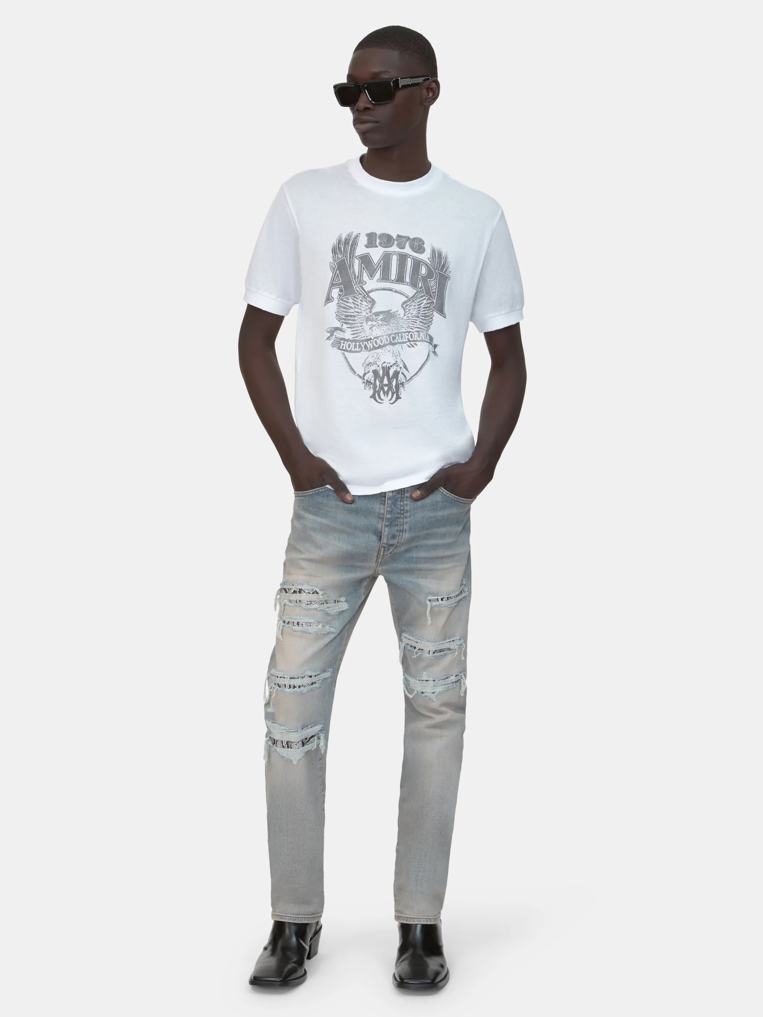 AMIRI SNAKE STUD SLIM JEAN - Antique Indigo