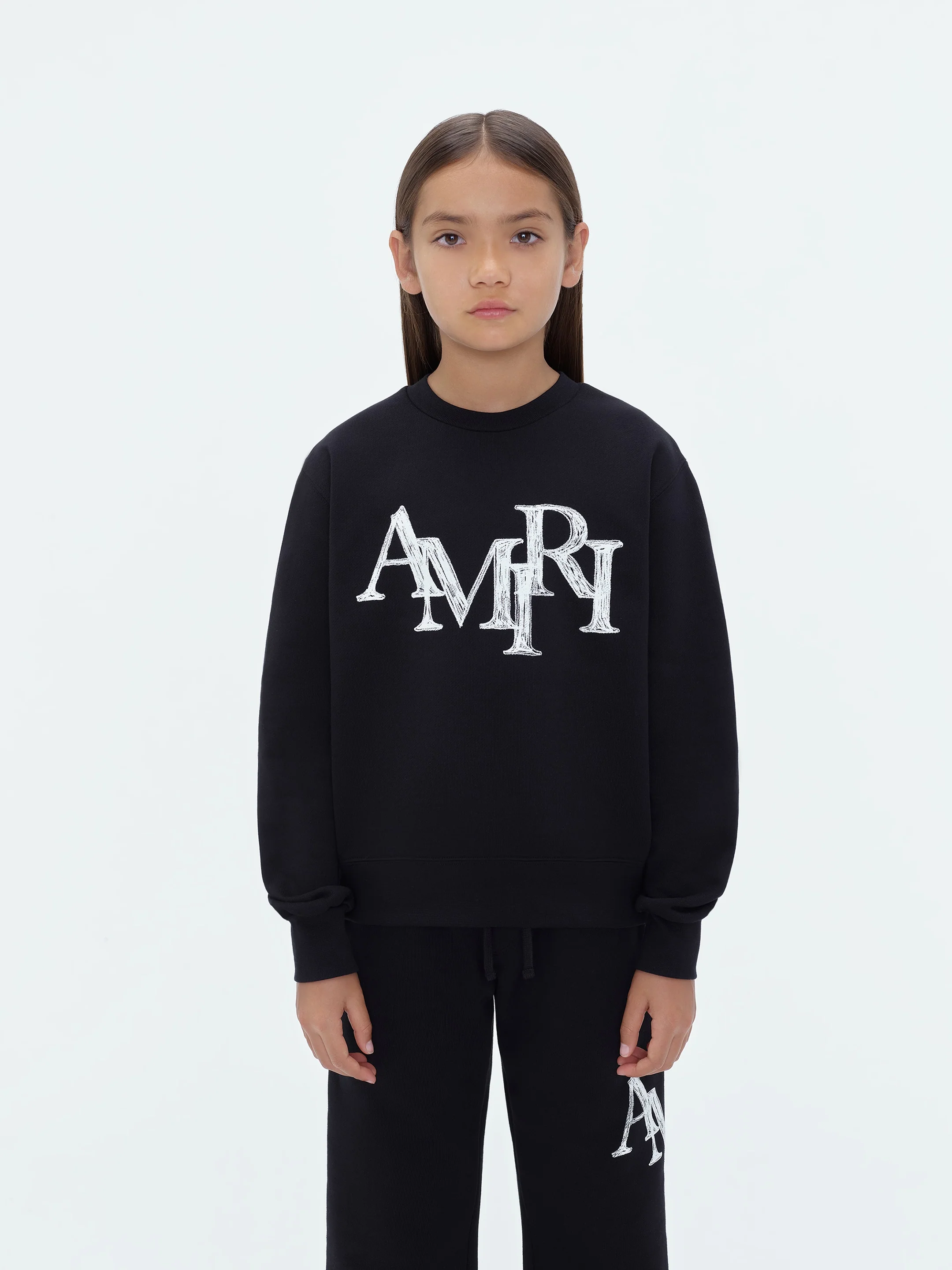 KIDS - AMIRI STAGGERED SCRIBBLE CREWNECK - Black