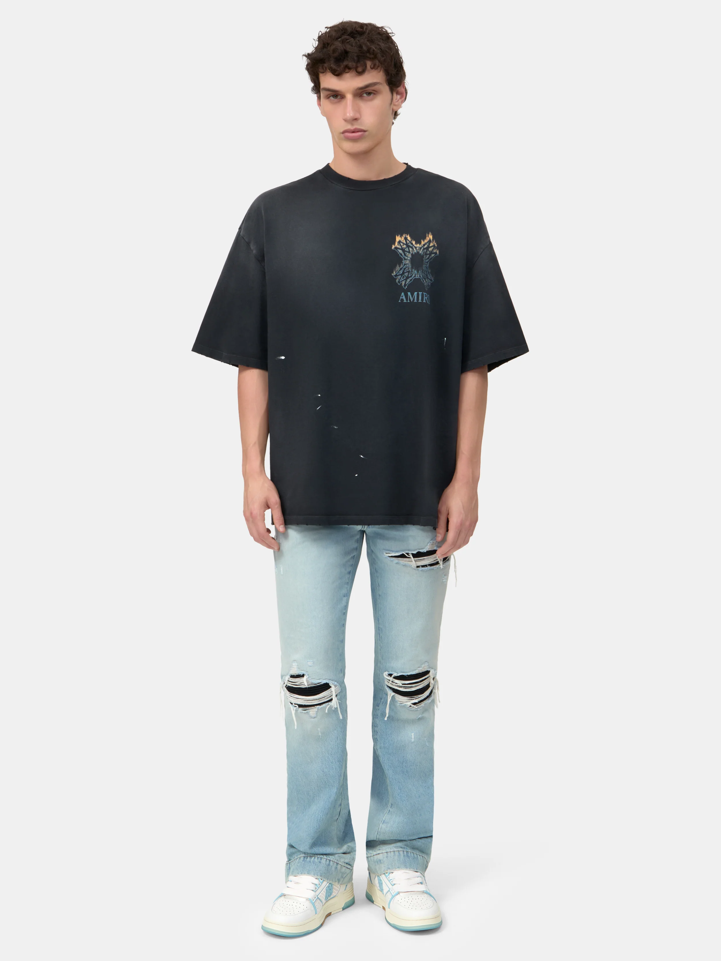 MA QUAD FLAMES OVERSIZED TEE - Black