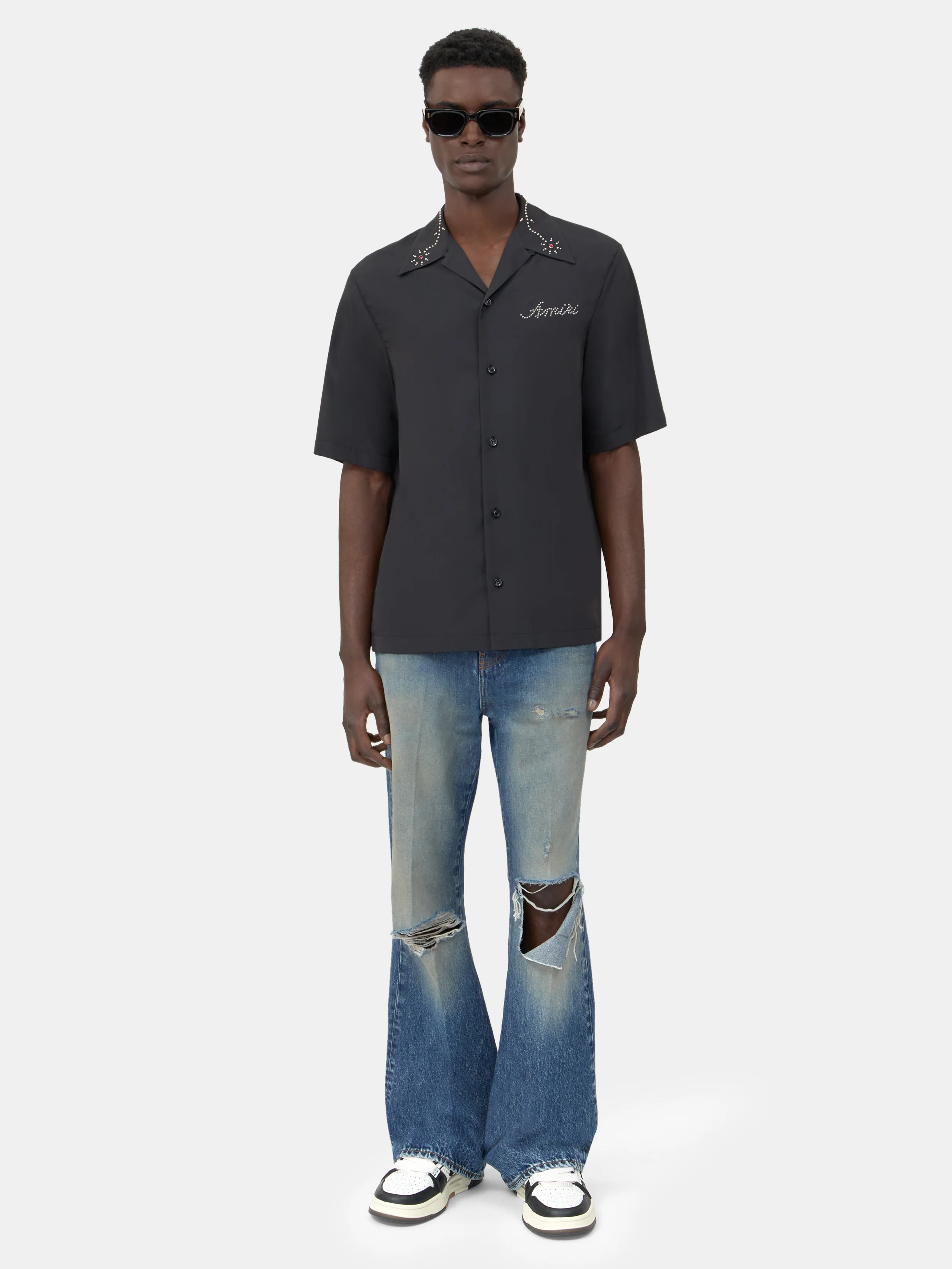 SLASHED BOOT CUT JEAN - Denim Lapis