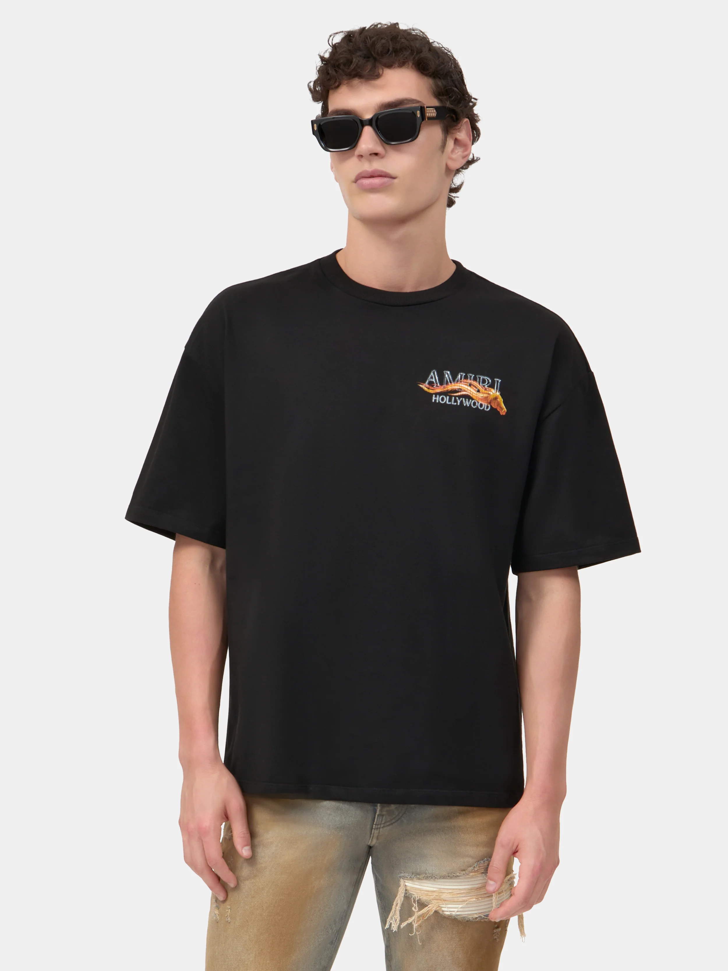 AMIRI HOLLYWOOD HORSE OVERSIZED TEE - Black