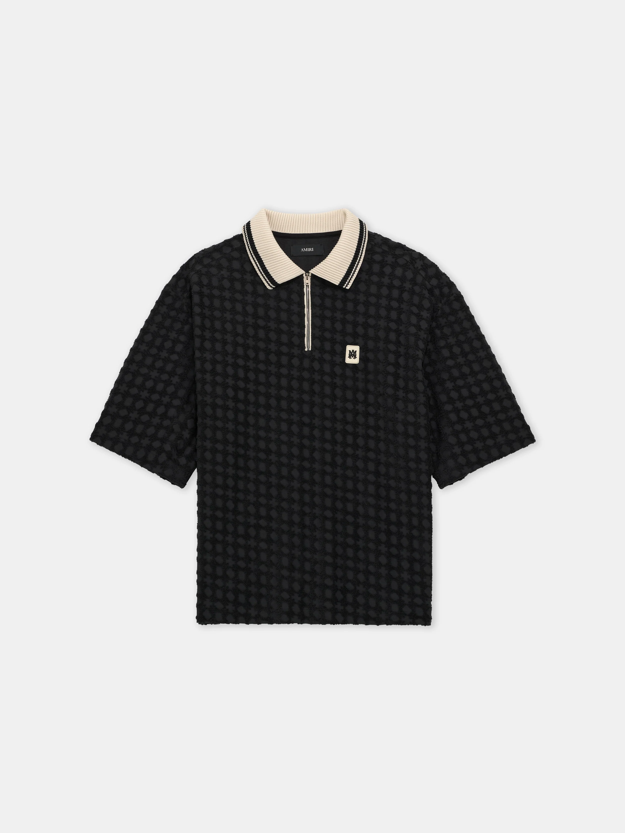 MA QUAD ZIP TOWELING POLO - Black