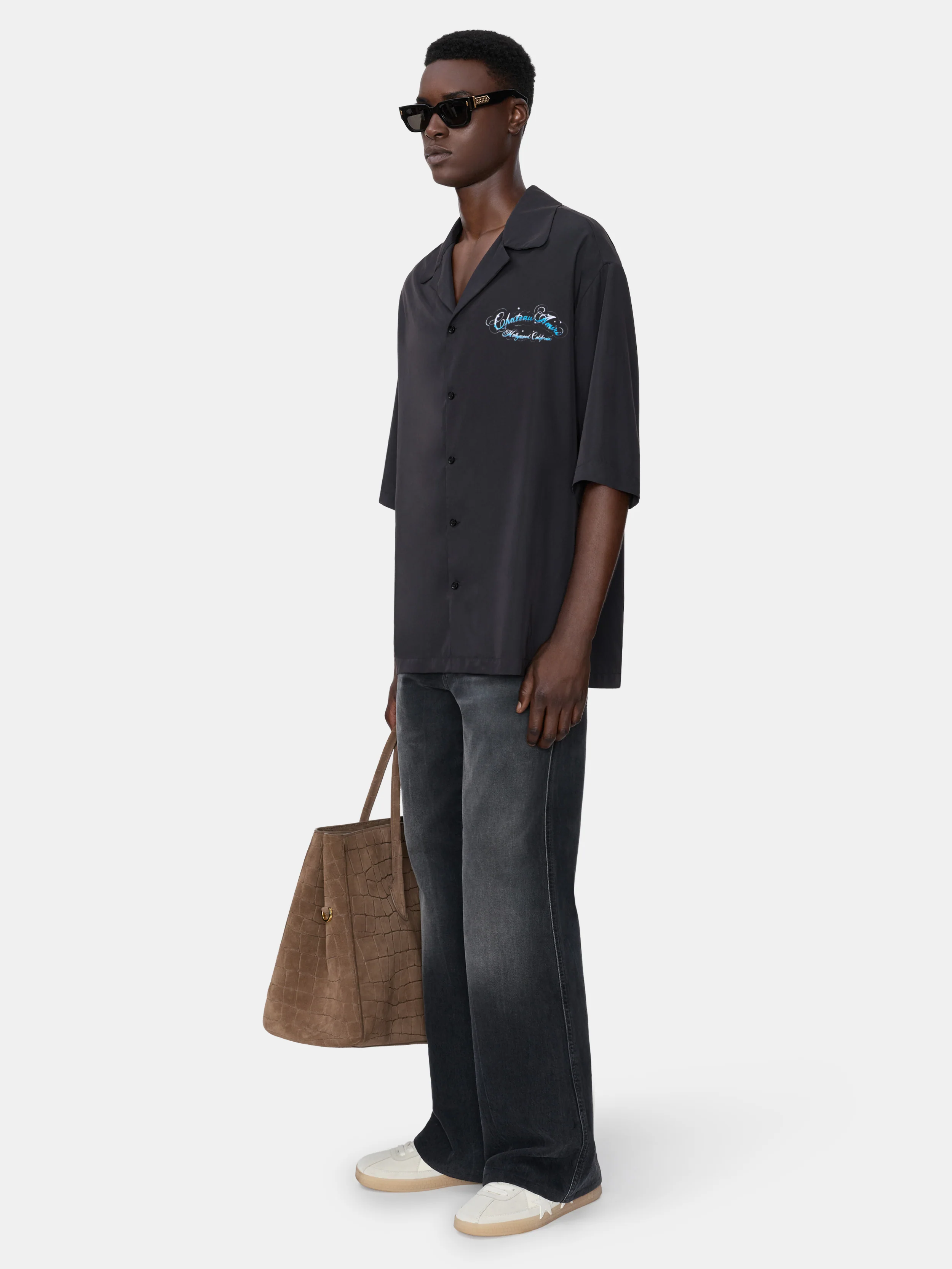 3604-chateau-script-camp-shirt-black-3.webp CHATEAU SCRIPT CAMP SHIRT - Black