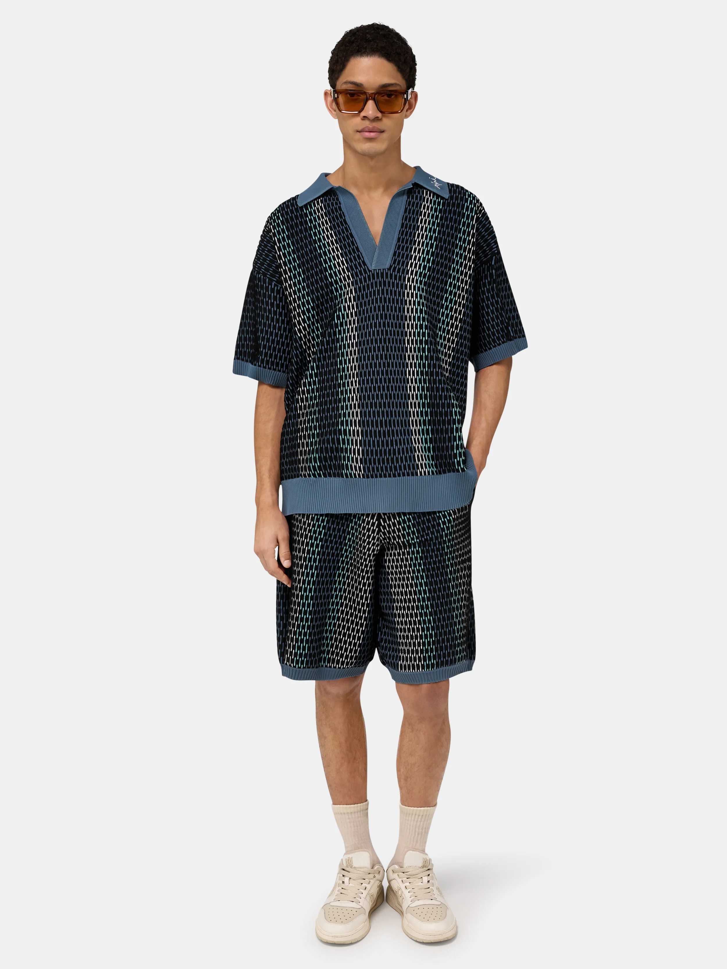 STRIPED SHORT - Blue