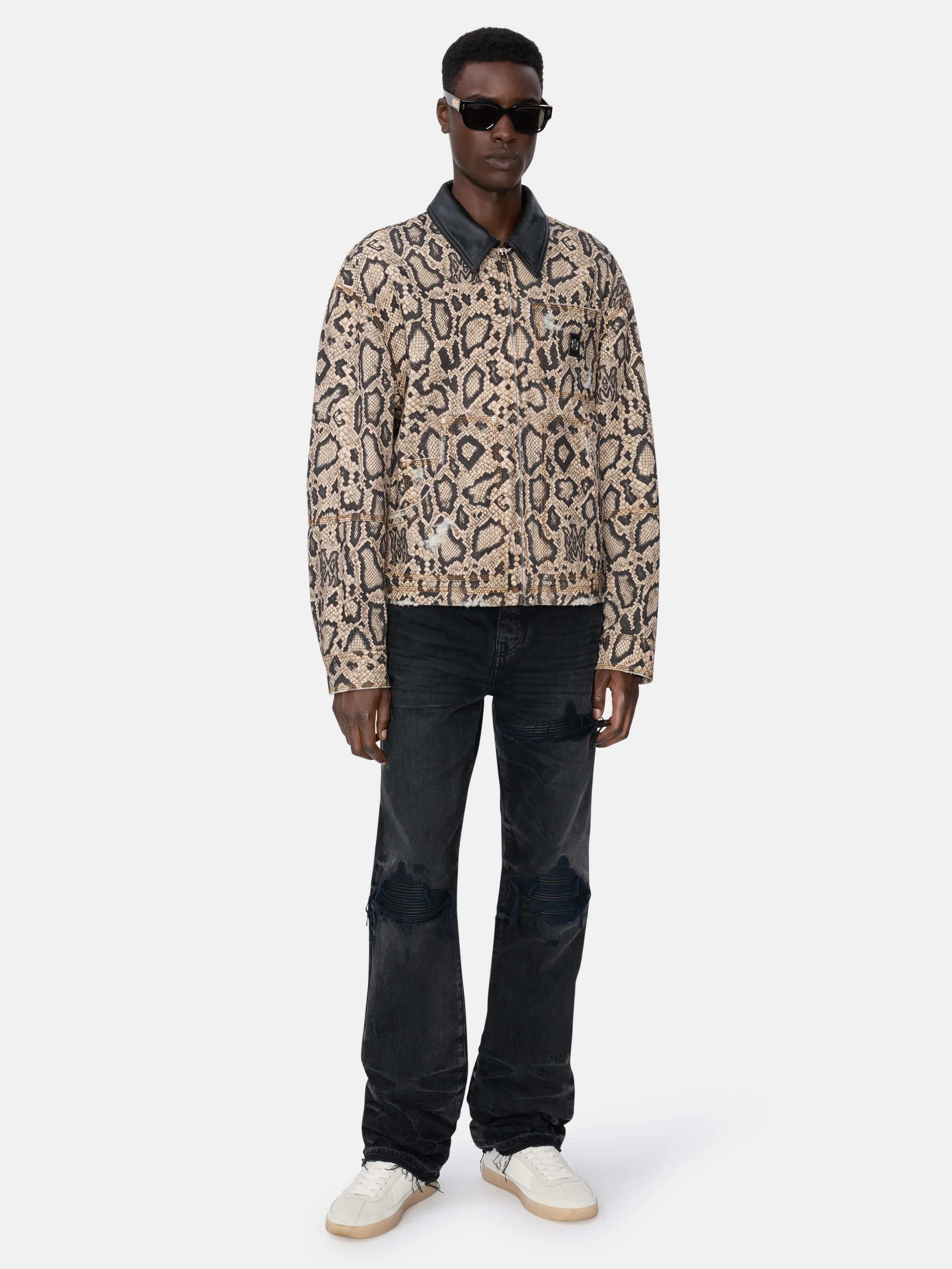 SNAKE DENIM WORK JACKET - Sand