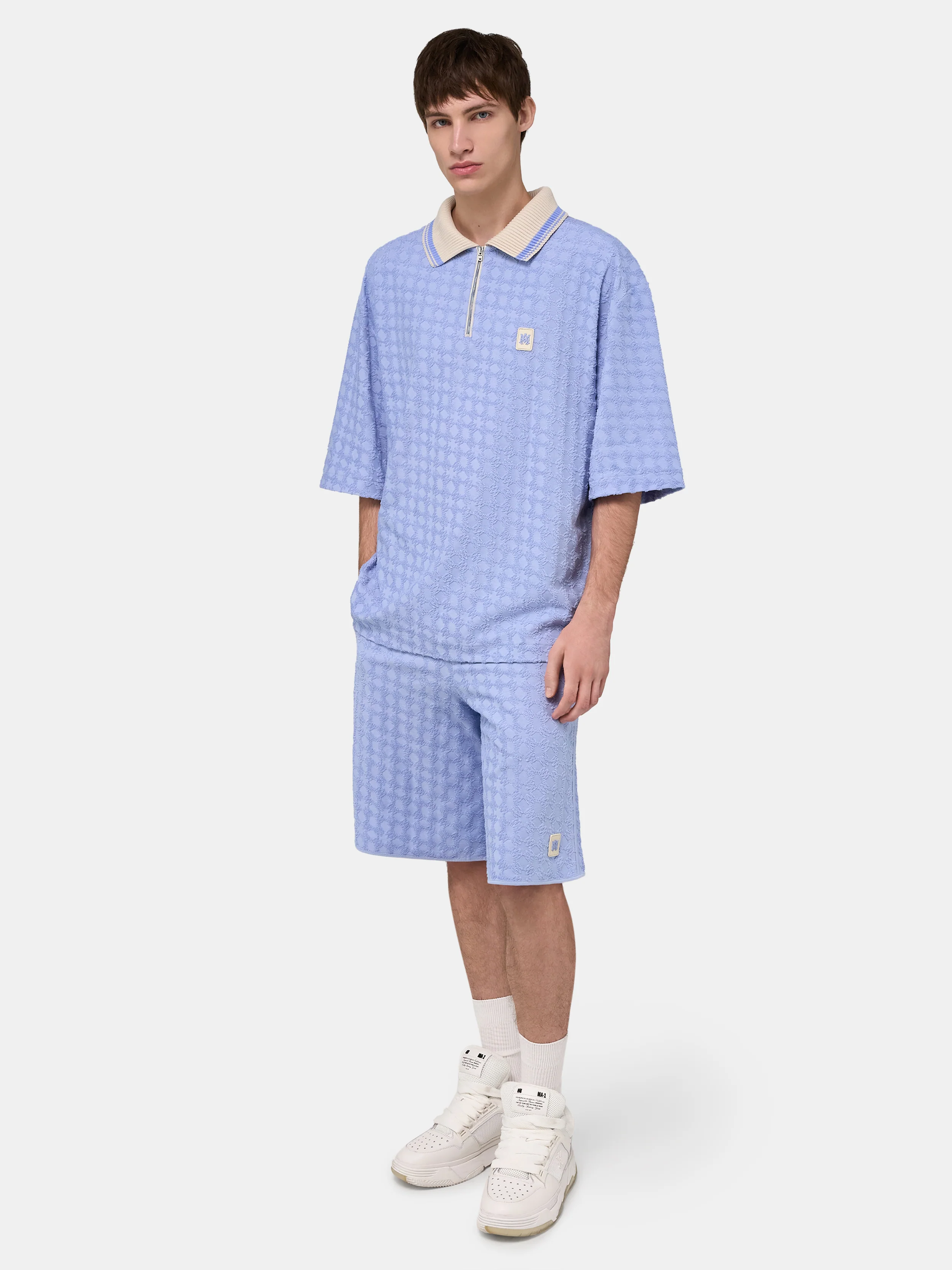 MA QUAD ZIP TOWELING POLO - Skyline Blue