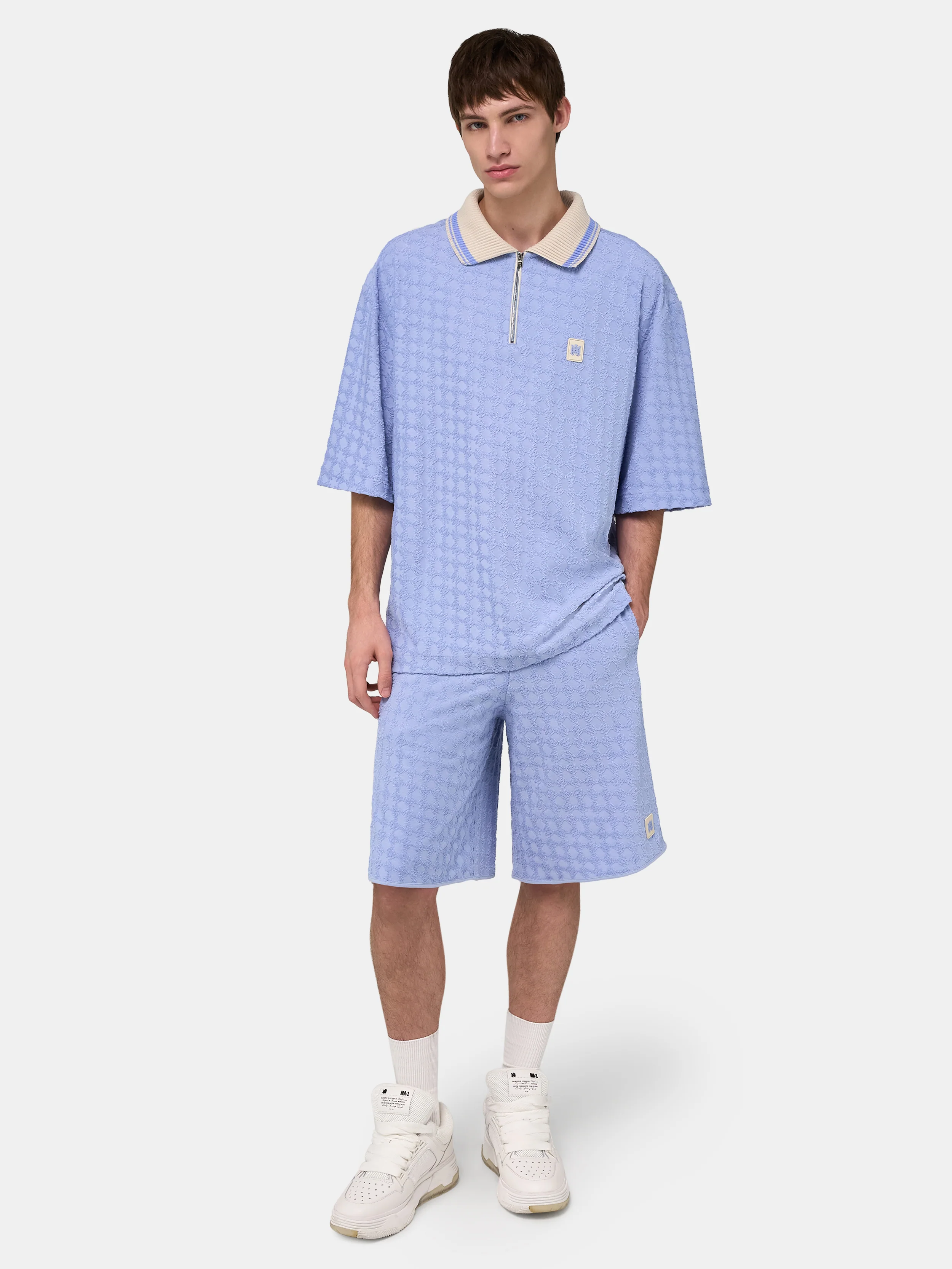 MA QUAD ZIP TOWELING POLO - Skyline Blue