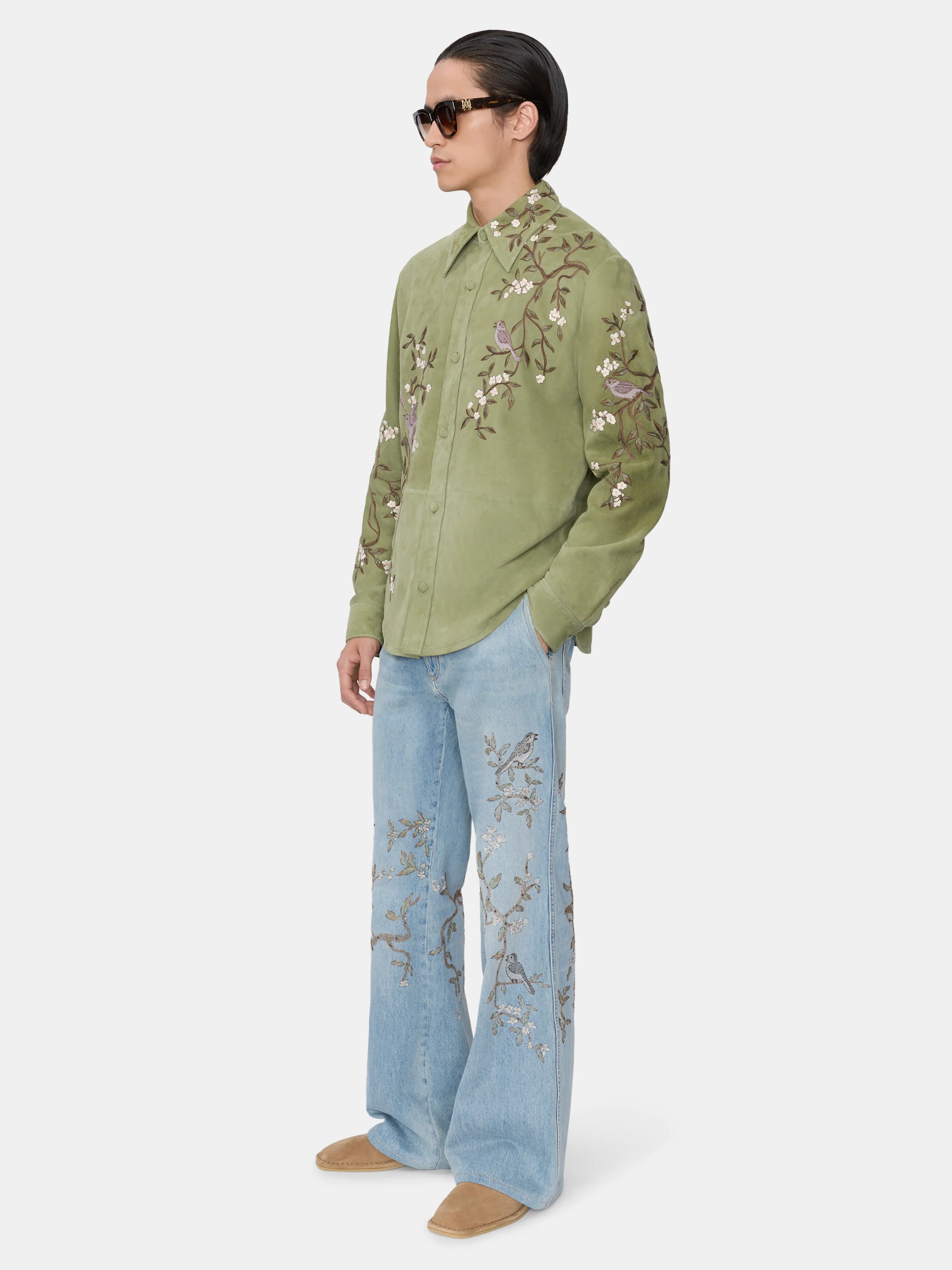 SUEDE SPARROW LONG SLEEVE SHIRT - Green Tea