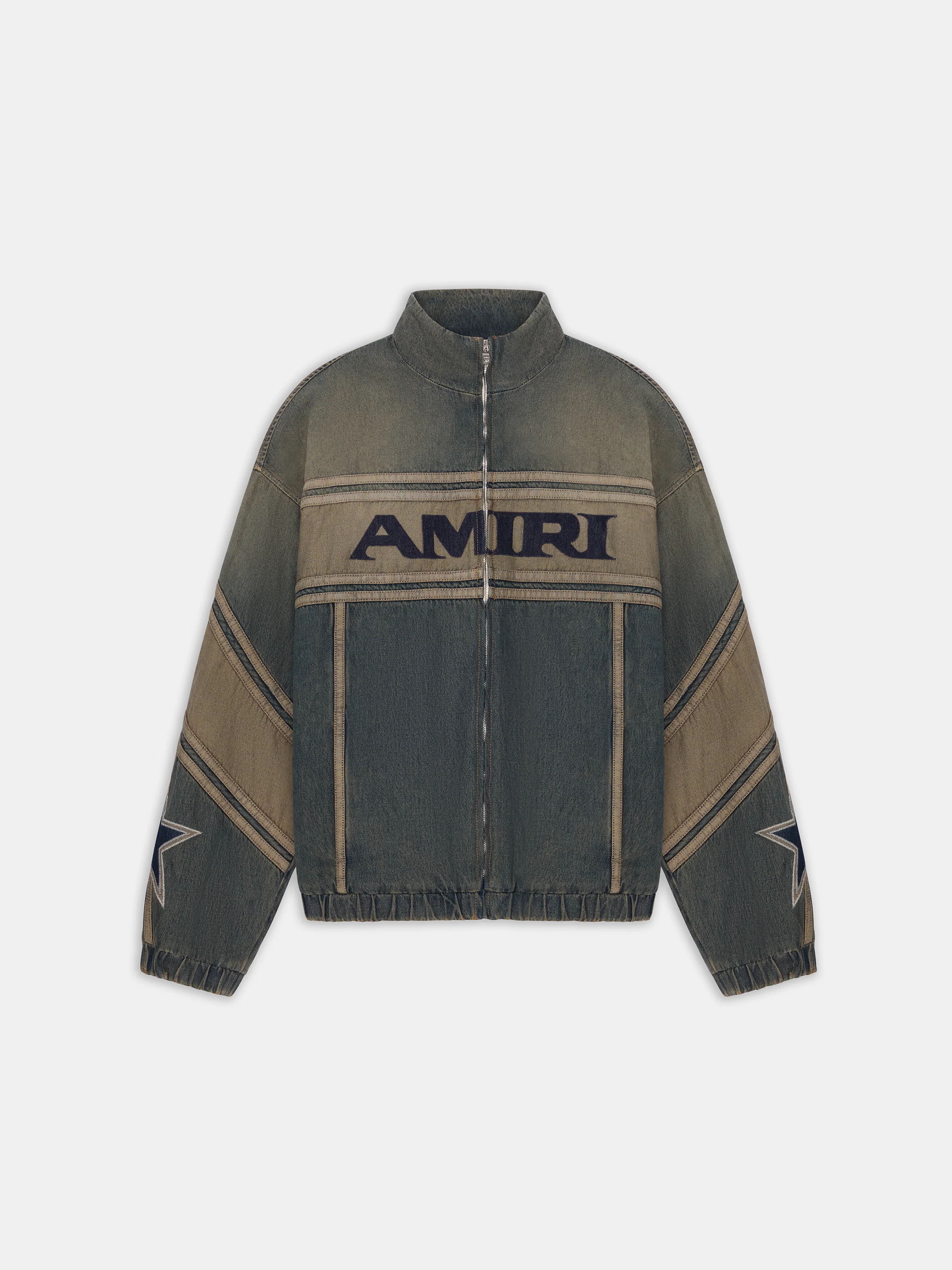 AMIRI SPORT DENIM TRACK JACKET - Worn Slate
