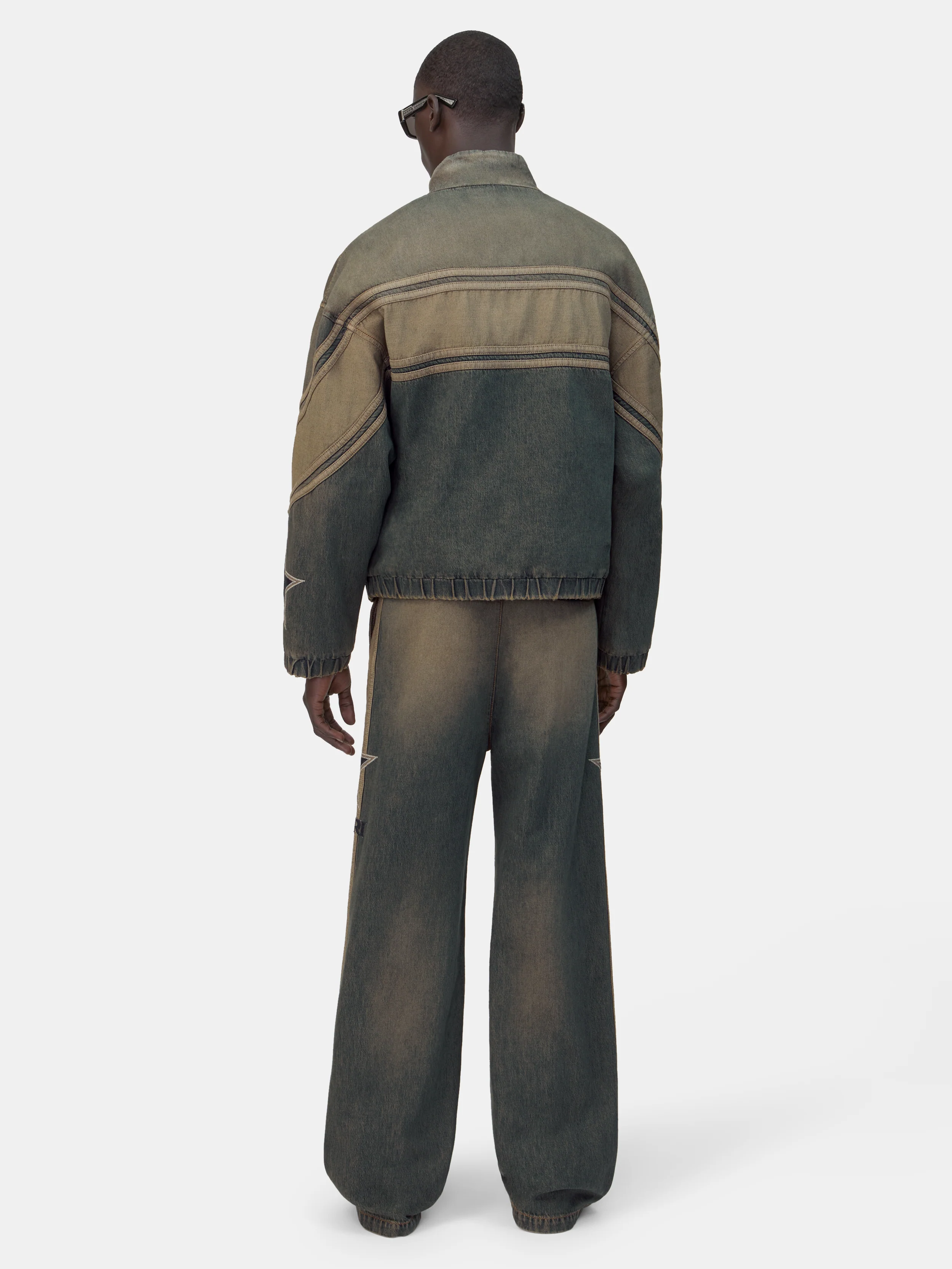 AMIRI SPORT DENIM TRACK JACKET - Worn Slate